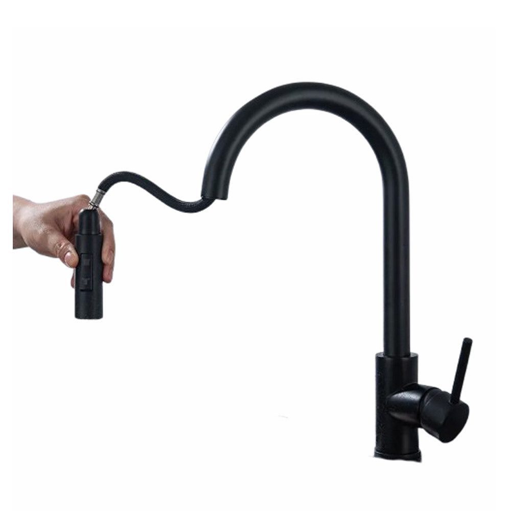 XERSEK Waschtischarmatur Hochdruck Wasserhahn Küche Ausziehbar, küchenarmatur (Hohe Bogenauslauf 360°schwenkbar, Mischbatterie küche Armatur, aus Edelstahl) 2 Strahlarten