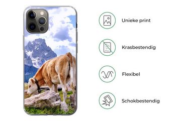 MuchoWow Handyhülle Alpen - Kuh - Berg, Handyhülle Apple iPhone 12 Pro, Smartphone-Bumper, Print, Handy