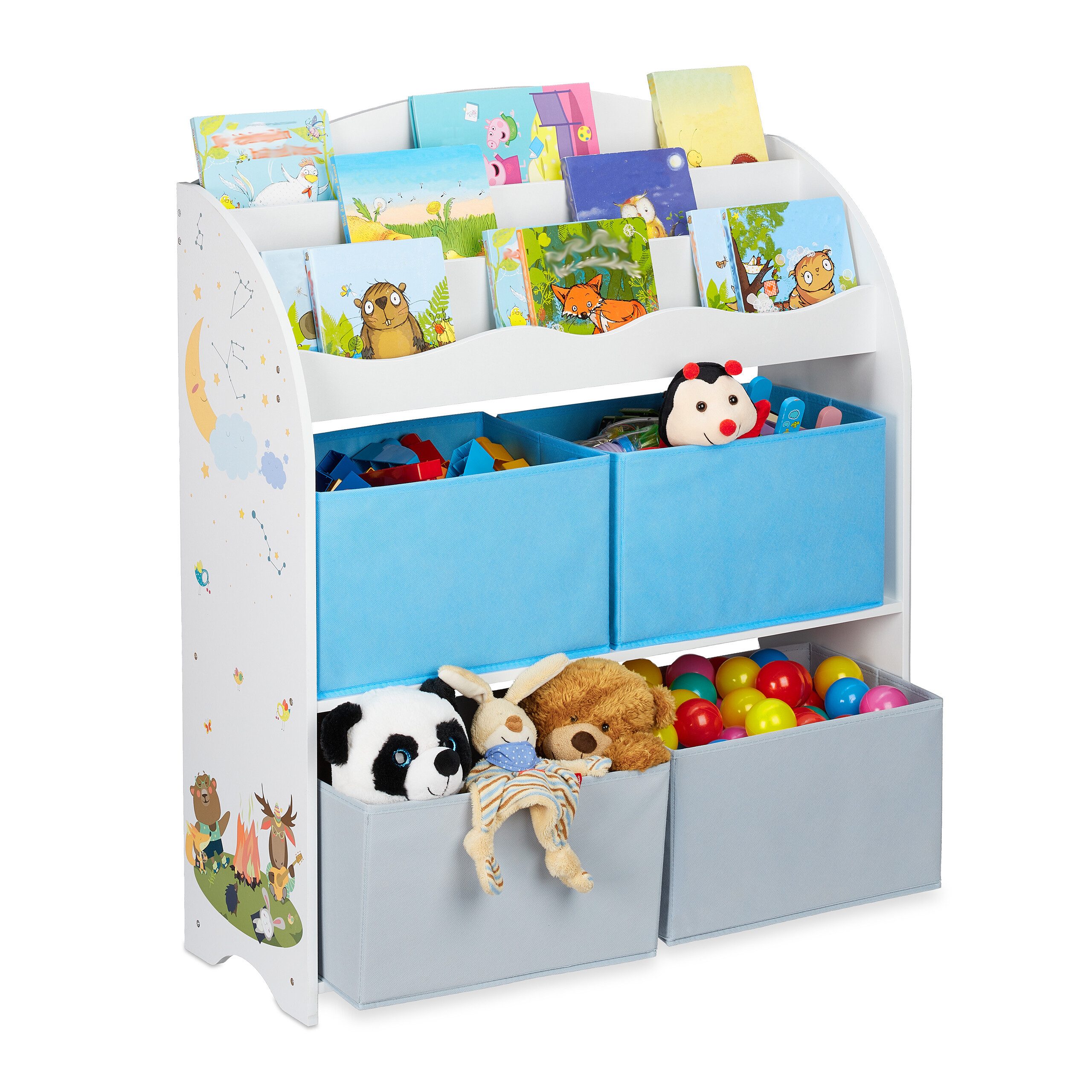 relaxdays Kinderregal mit 4 Stoffboxe, A günstig online kaufen