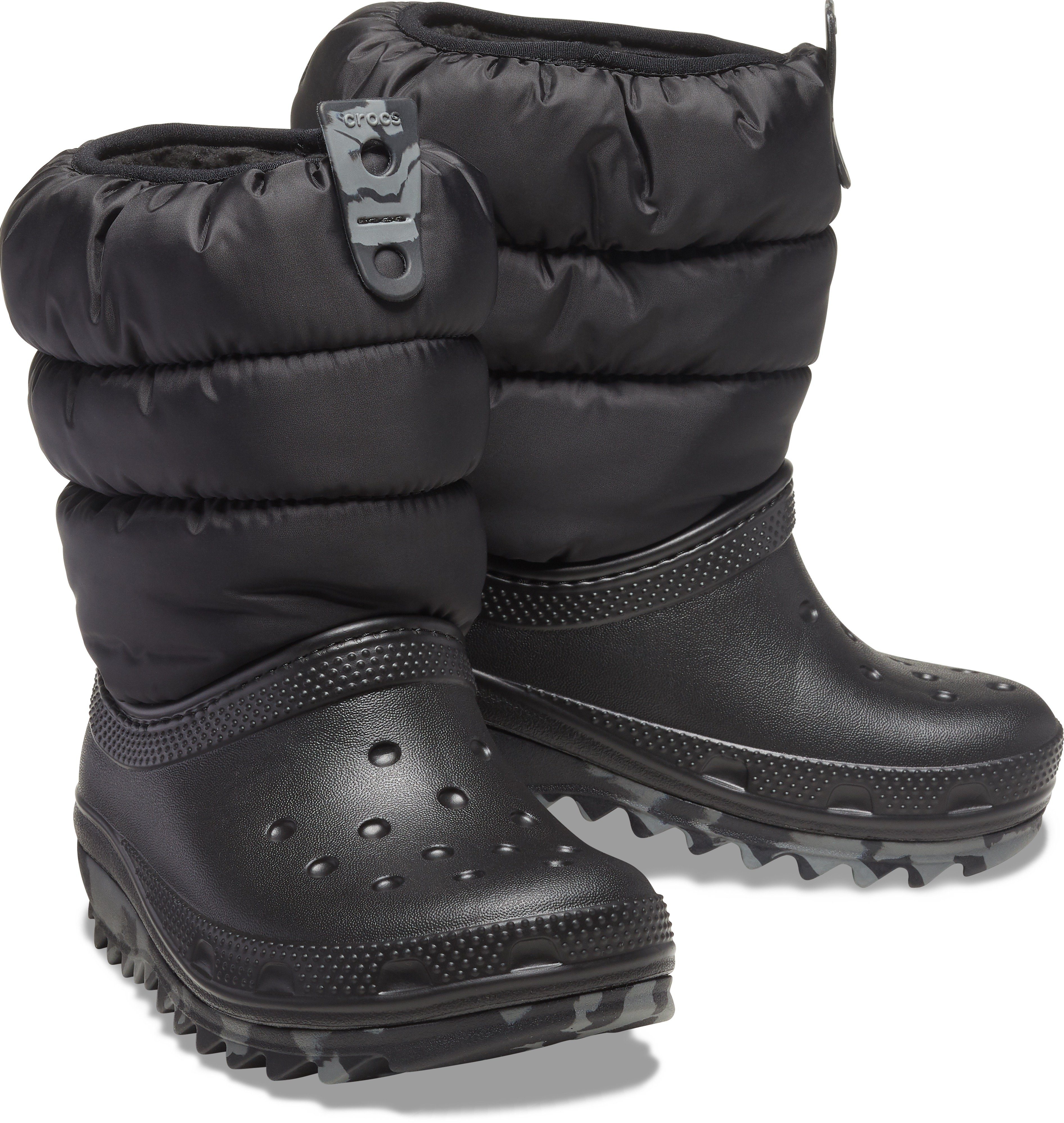 K Crocs CLASSIC Schlupfen PUFF NEO zum BOOT Winterboots schwarz