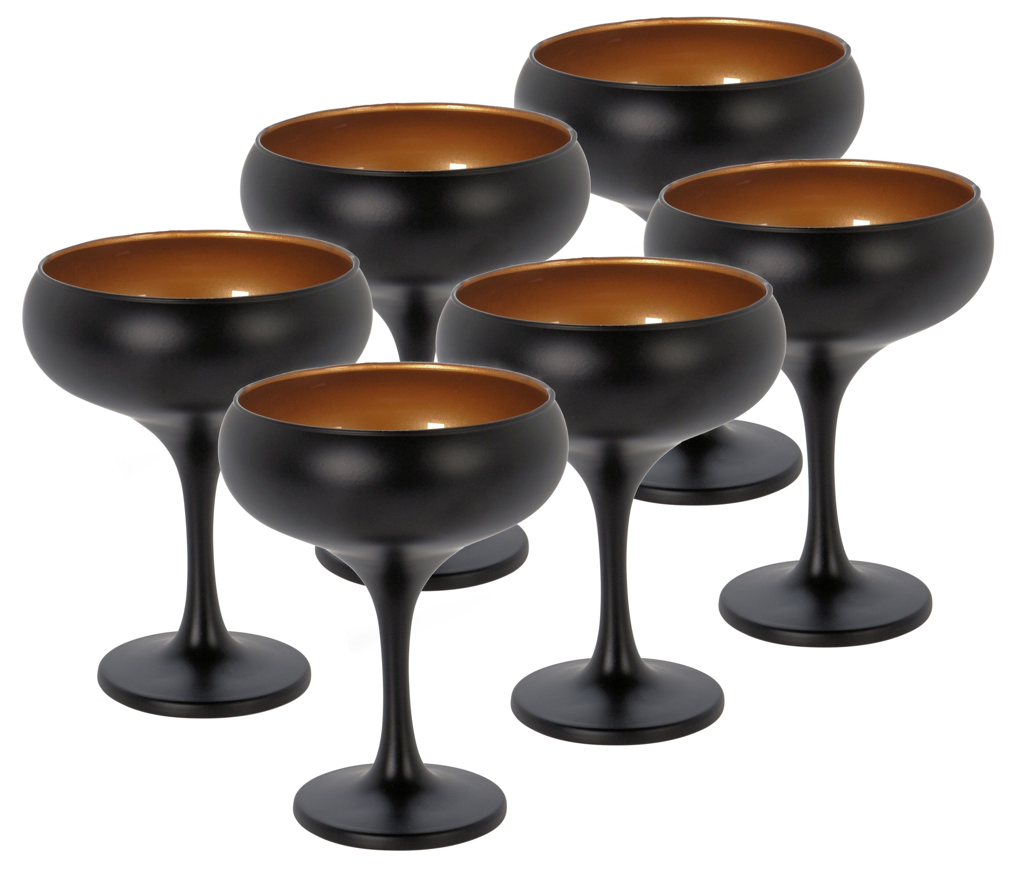 Spetebo Cocktailglas Cocktailglas 6er Set schwarz-matt, Glas, Glas für Martini Aperetiv Sekt Champagner