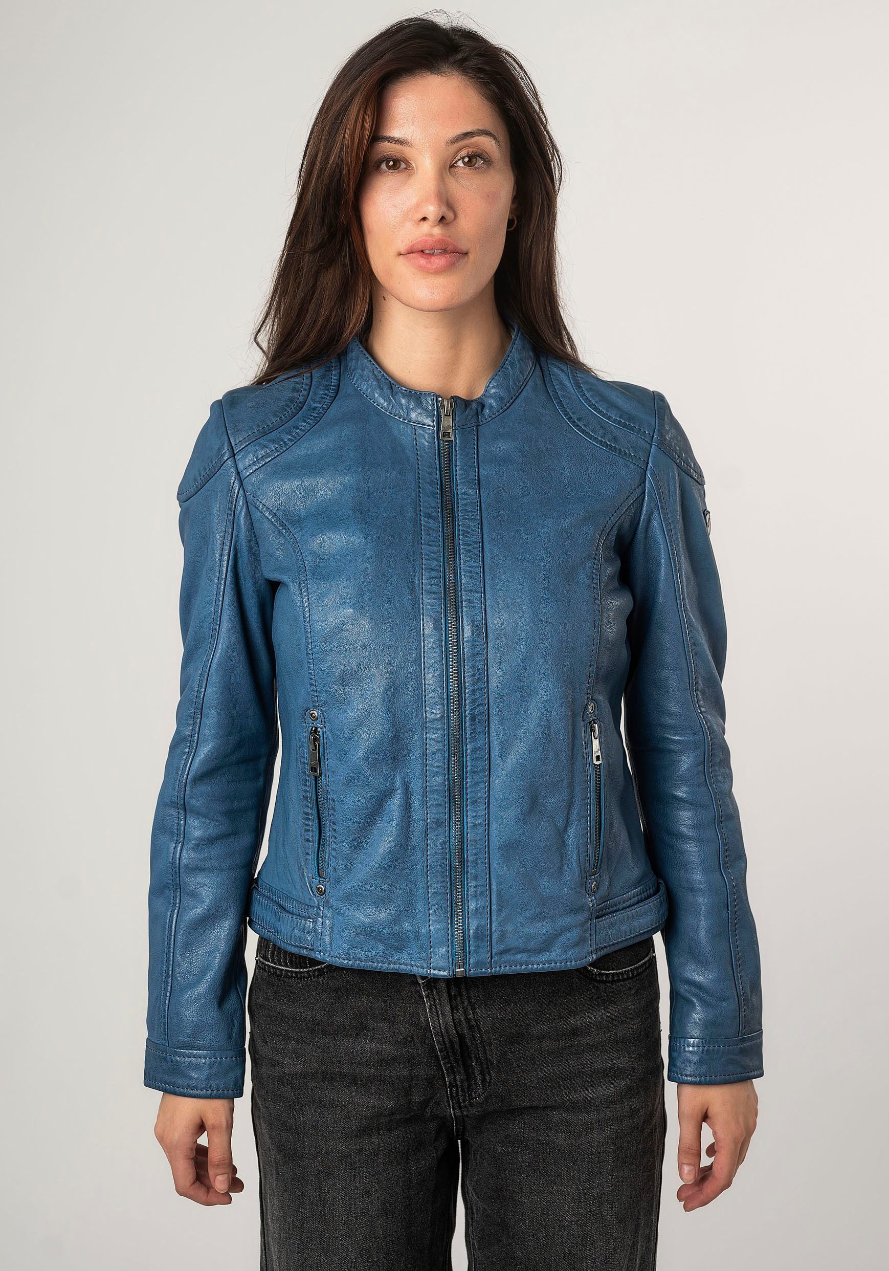 Mauritius Lederjacke MWAdila mit Stehkragen, Kapuze, günstig online kaufen