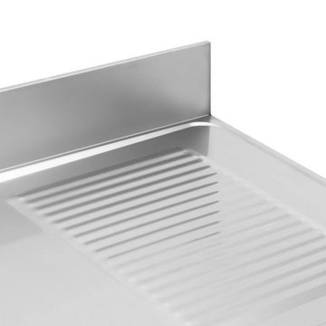 Royal Catering Waschbecken Spültisch 1 Becken zu 500 x 400 x 250 mm extra Ablage