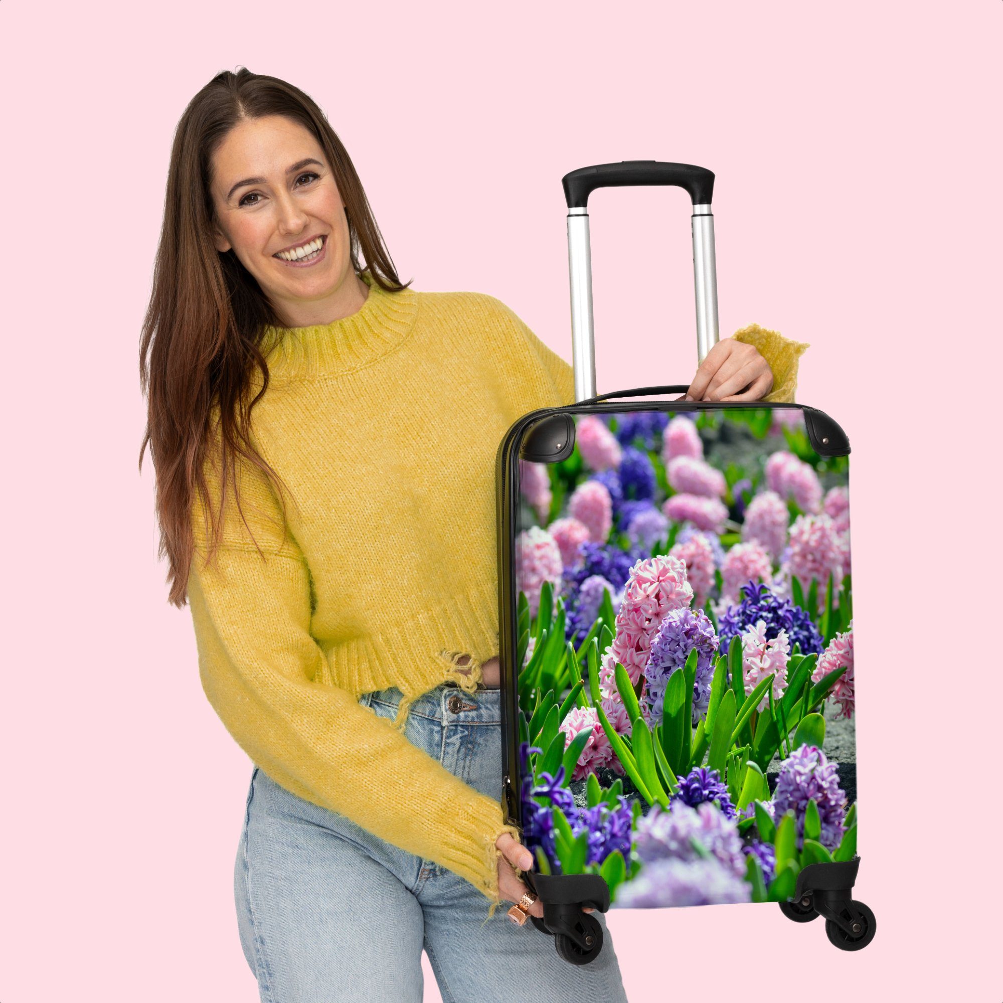 Violett Botanisch, Reisekoffer Rosa Cabin Rollkoffer 55x35x20cm Rollen, NoBoringSuitcases.com© Kleine - - 4 - Trolley mit Handgepäck Handgepäckkoffer - Rollen Blumen 4 Hyazinthe -