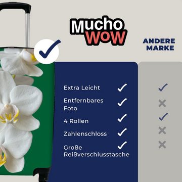 MuchoWow Handgepäckkoffer Orchidee mit grünem Hintergrund, 4 Rollen, Reisetasche mit rollen, Handgepäck für Ferien, Trolley, Reisekoffer