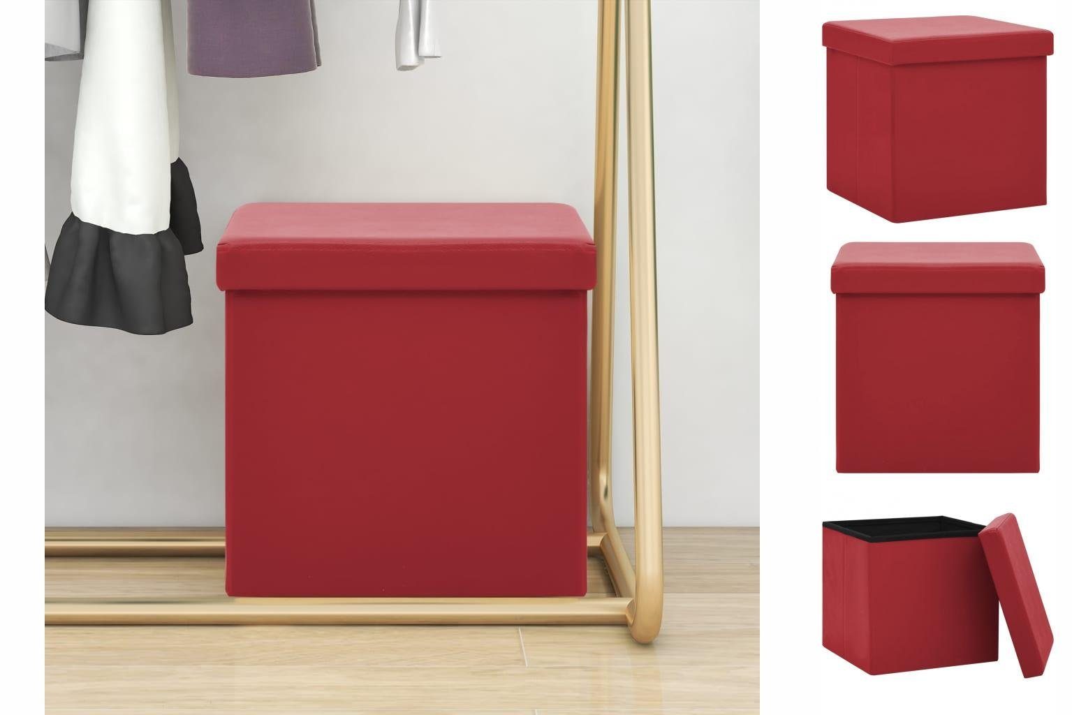 vidaXL Fußhocker Hocker mit Stauraum Weinrot PVC