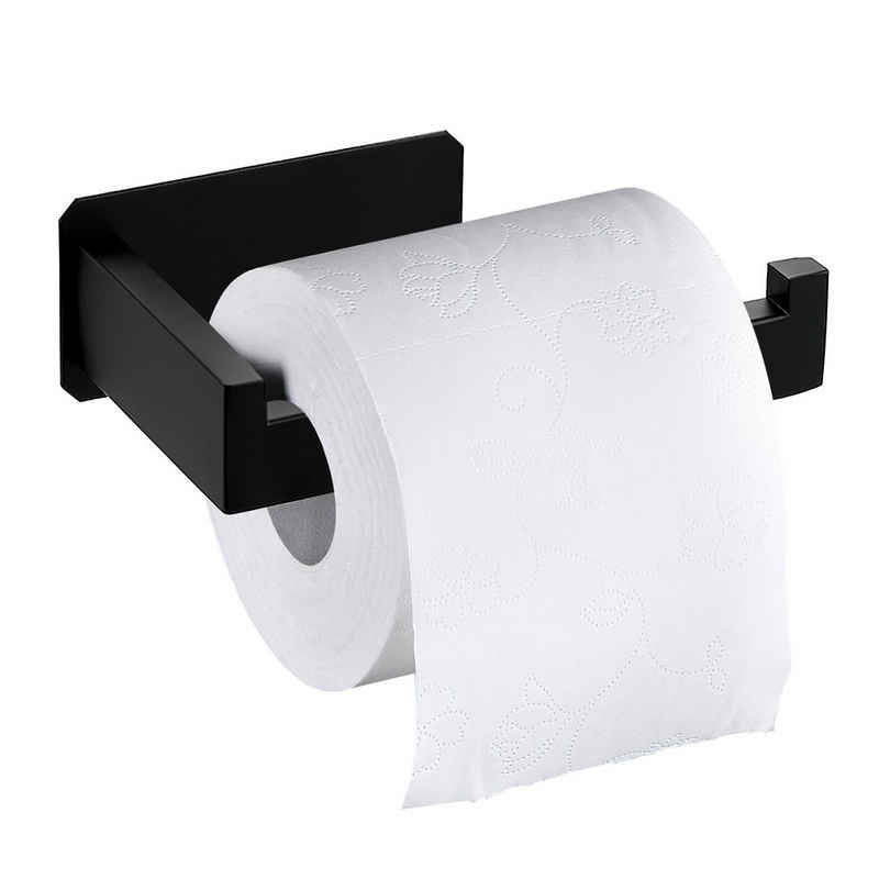 MDHAND Toilettenpapierhalter Edelstahl, Selbstklebend ohne Bohren (1-St), Quadratische Röhre Schwarz