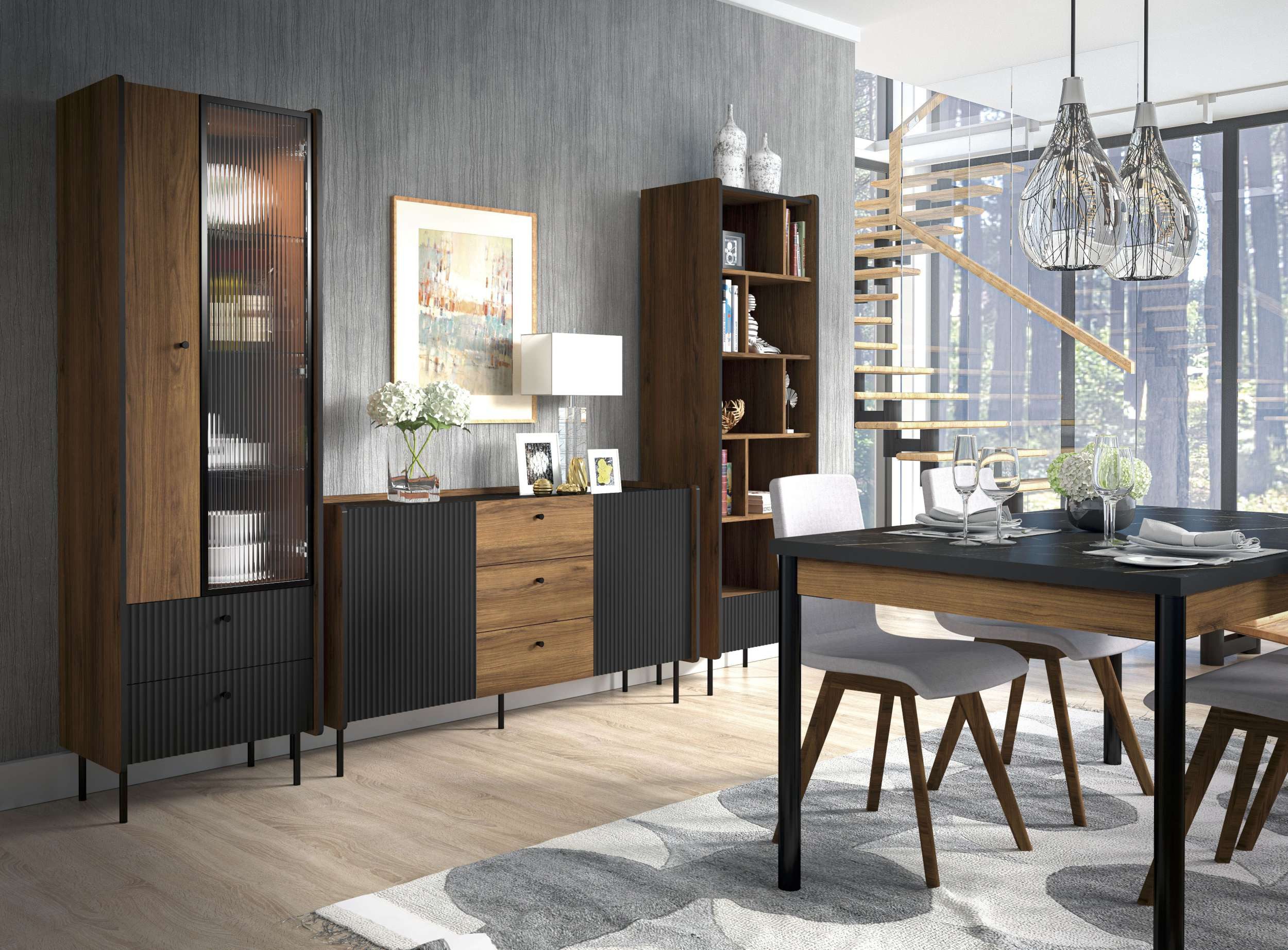 99rooms Esszimmer-Set Gostin, (Set (4-St), Wohnmöbel, Wohnzimmer-Set), Modern Design, mit viel Stauraum, Ausziehbar bis 240 cm