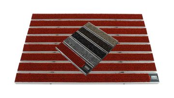 Fußmatte Emco Eingangsmatte DIPLOMAT + Rahmen 15mm Aluminium, Large Rips Rot, Emco, rechteckig, Höhe: 15 mm, Größe: 600x400 mm, für Innen- und überdachten Außenbereich