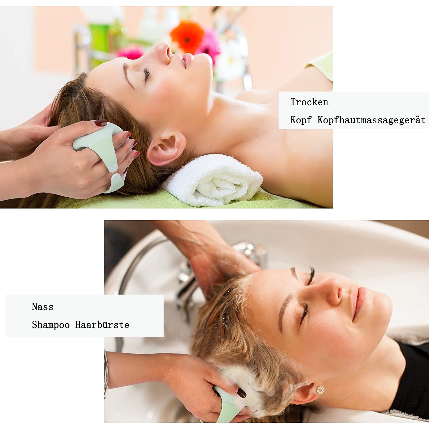 Silikon Kopfhaut Haarbürste Shampoo Bürste, Haarbürste Shampoo GelldG Massagebürste grün