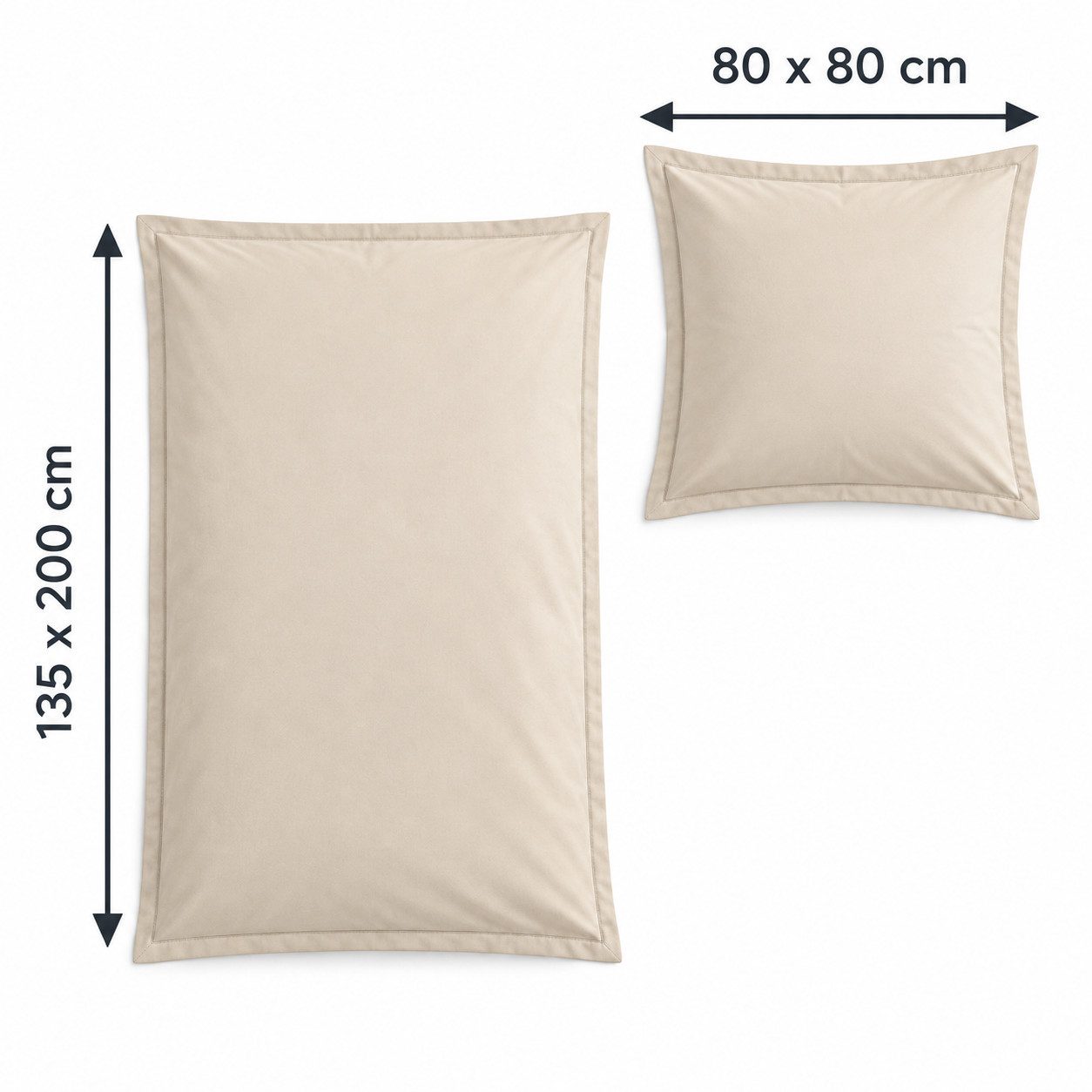 soma Bettwäsche Baumwoll-Set mit Stehsaum, 135x200 + 80x80 cm, Natur, Baumwolle, 2 teilig, 100% Baumwolle, weiche Musselin-Struktur, pflegeleicht – Bild 2 von 5