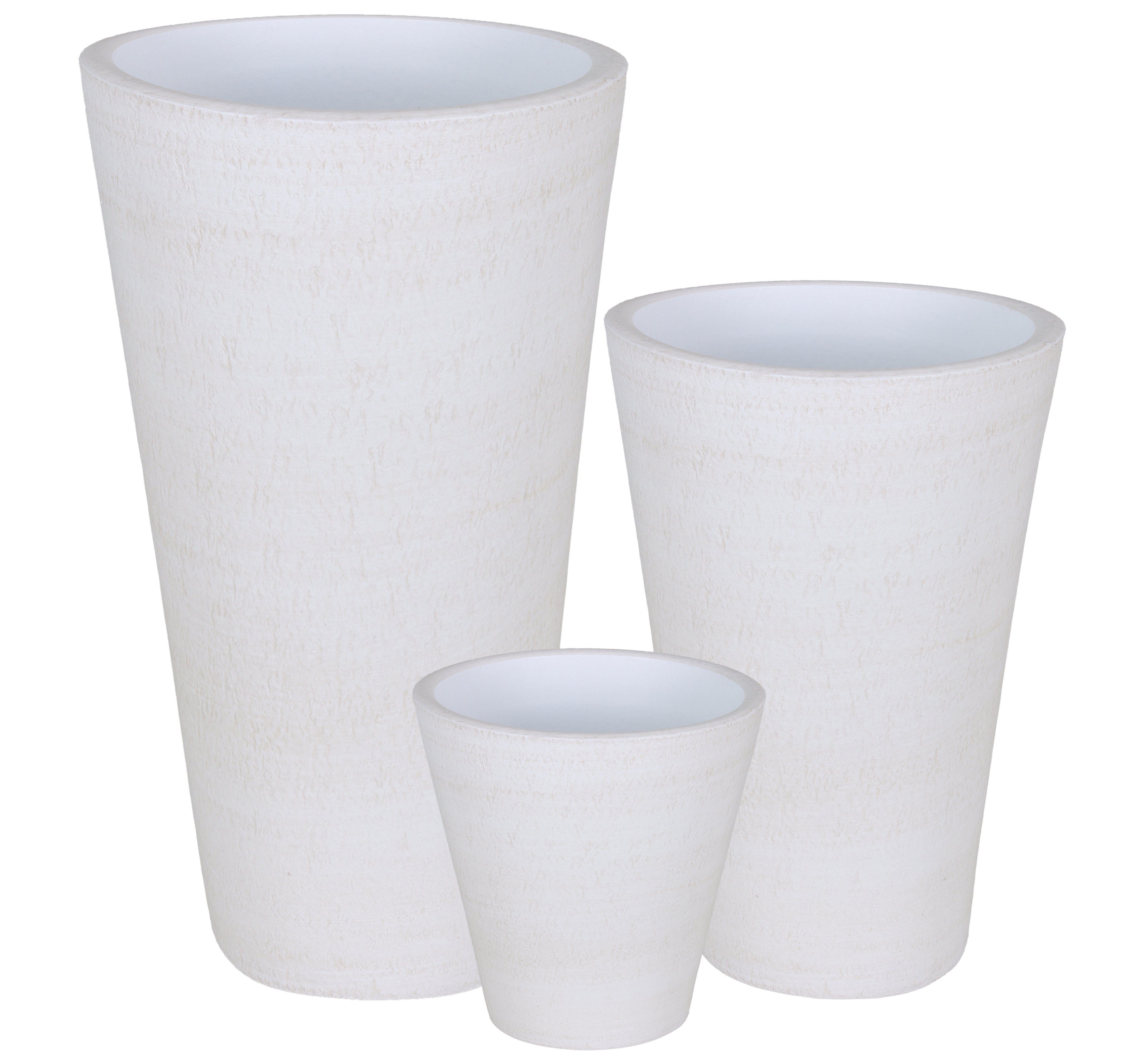 Creme tegawo konisch Lava-Conica, handgemacht Keramik-Vase Übertopf Strukturoptik, mit