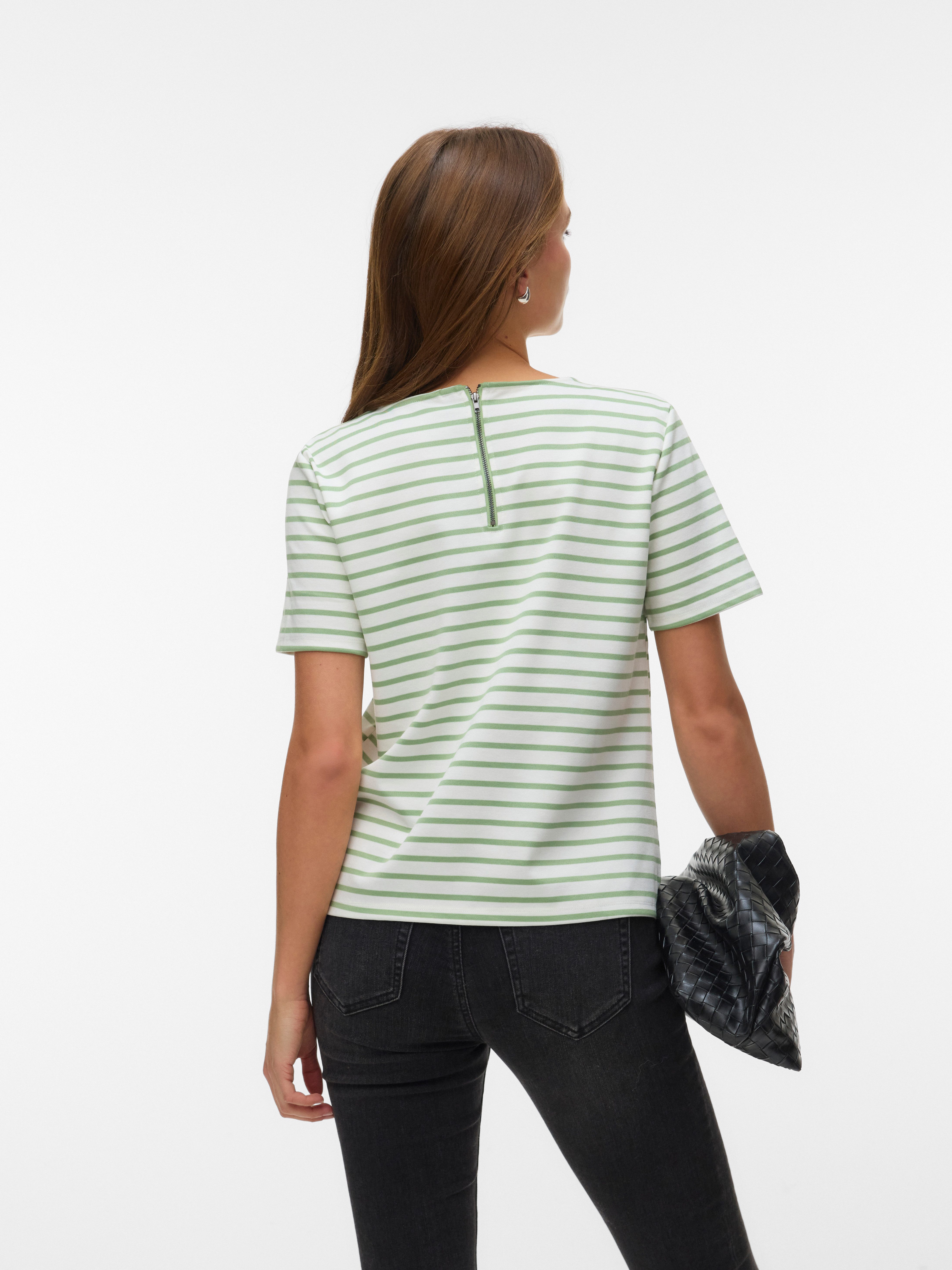Vero Moda Rundhalsshirt VMABBY SS ZIP TOP JRS NOOS Materialmix, regular fit günstig online kaufen