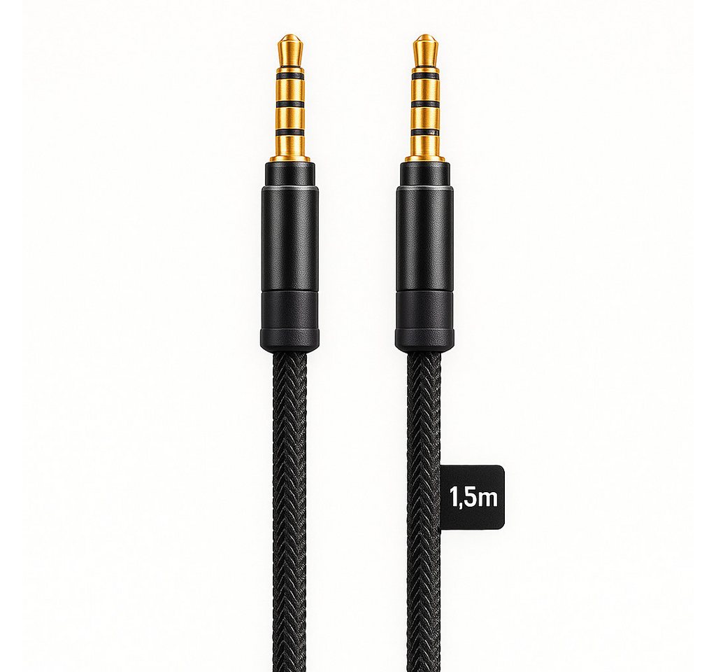 Alpha Electronics Aux Kabel Audio- & Video-Kabel, 3,5-mm-Klinke, Aux (150 cm), Premium Serie HiFi Klinkenkabel für Audiogeräte