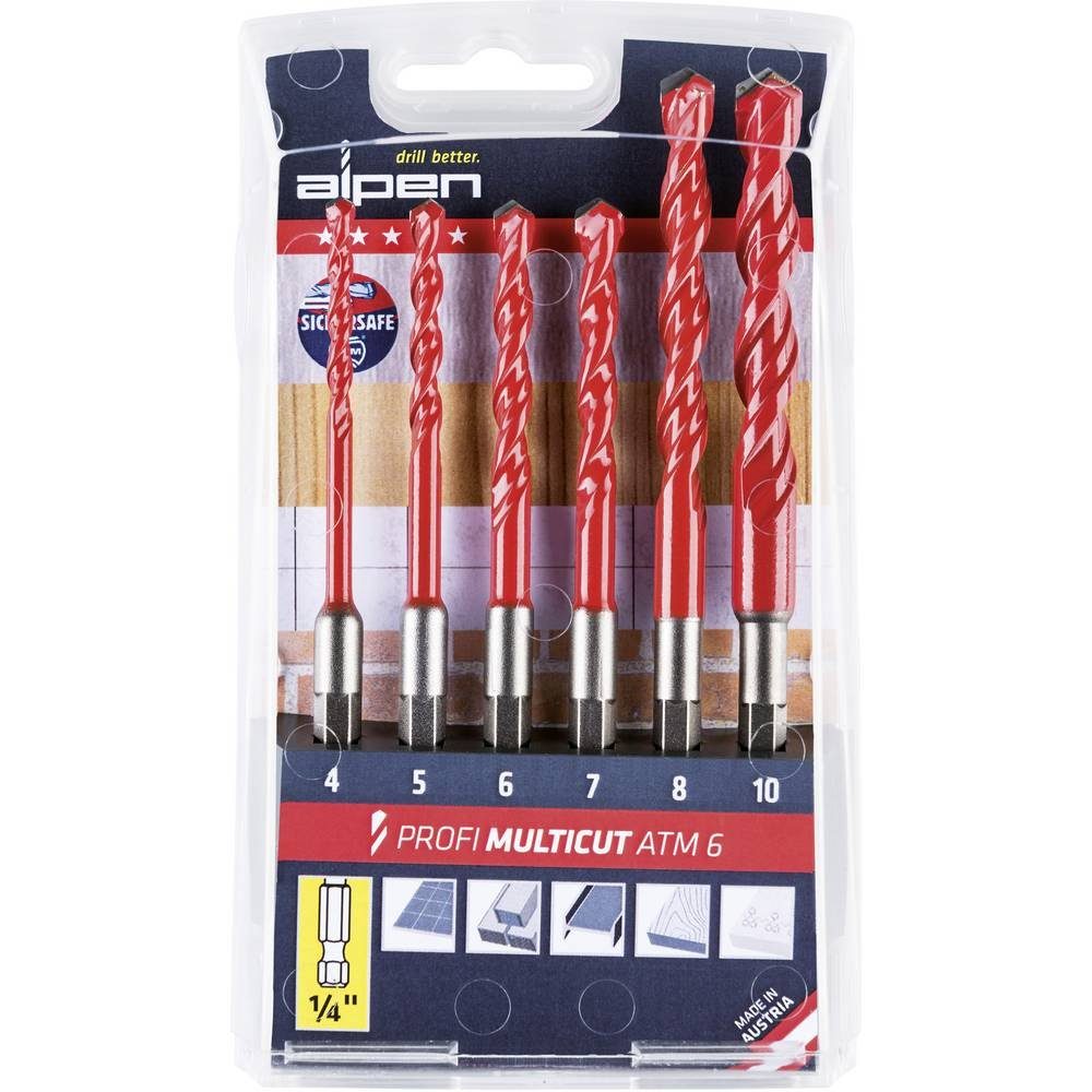 Alpen Mehrzweckbohrer »Universalbohrer-Set«, (Mehrzweckbohrer Ø 4/5/6/7/8/10 mm ...