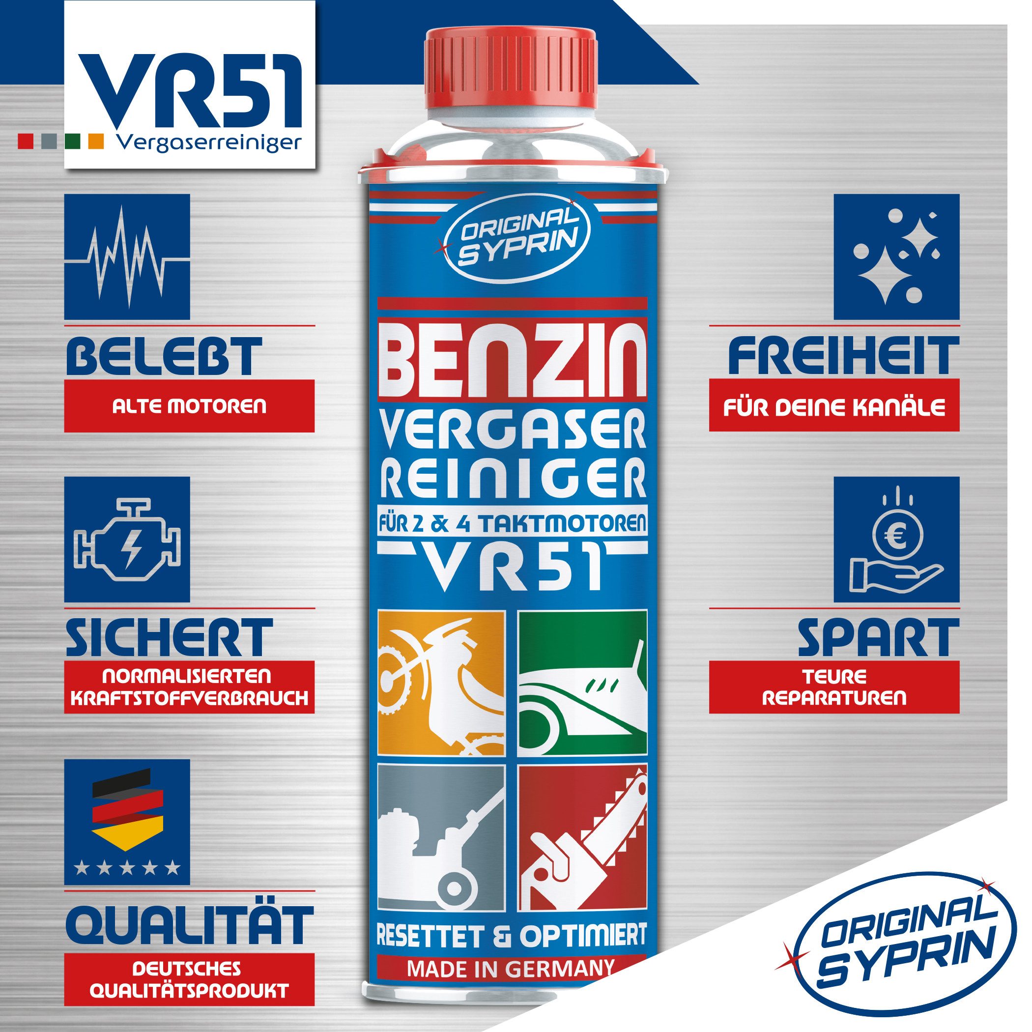 Original Syprin Benzin-Stabilisator Vergaserreiniger VR51 für 2-Takt & 4-Takt Motoren, (1-St)