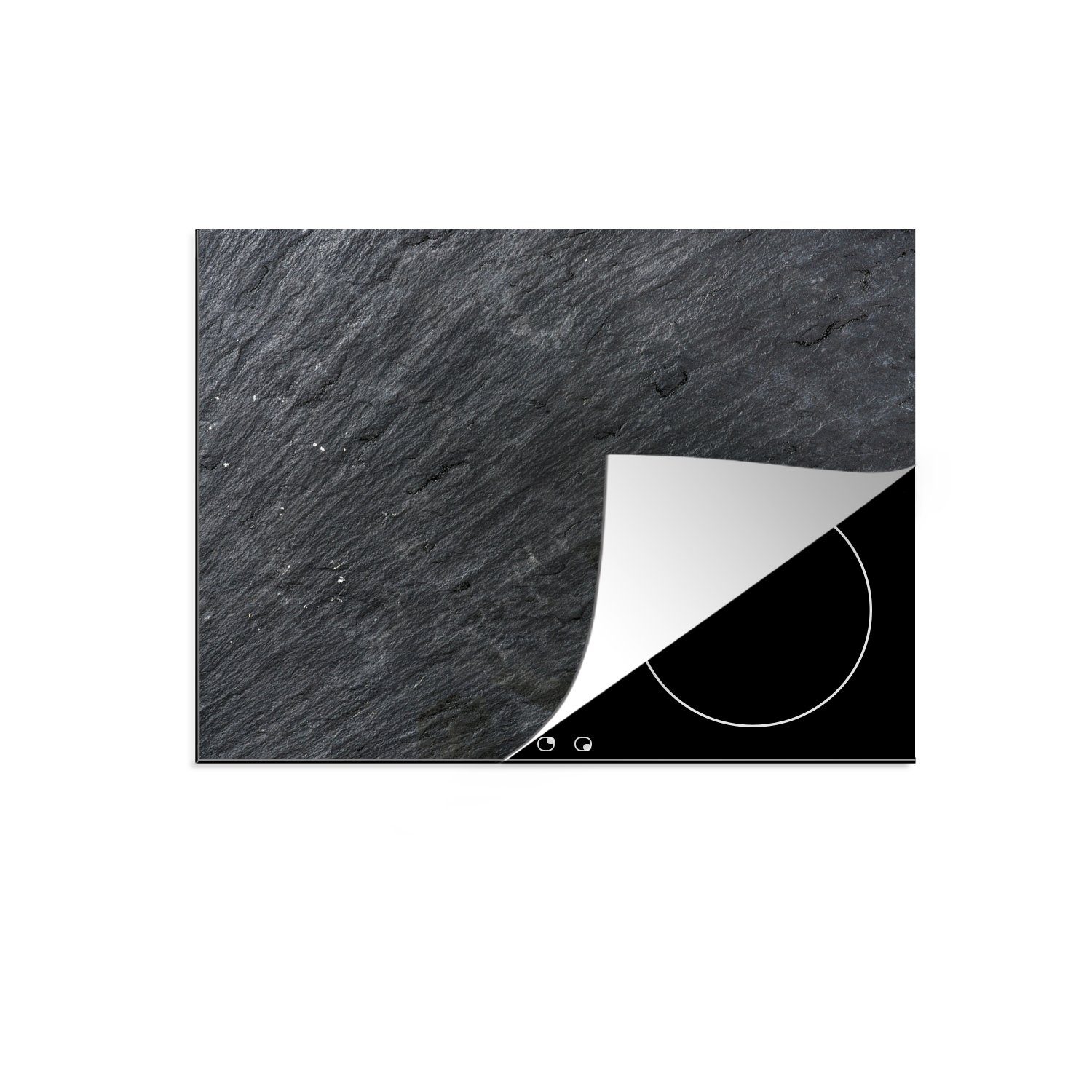 MuchoWow Herd-Abdeckplatte Schiefer - Abdeckplatte - Schwarz - Induktionsschutz - Design, Vinyl, (1 tlg), Abdeckung Induktionskochfeld Schutzmatte, Küche Deko, 65x52 cm