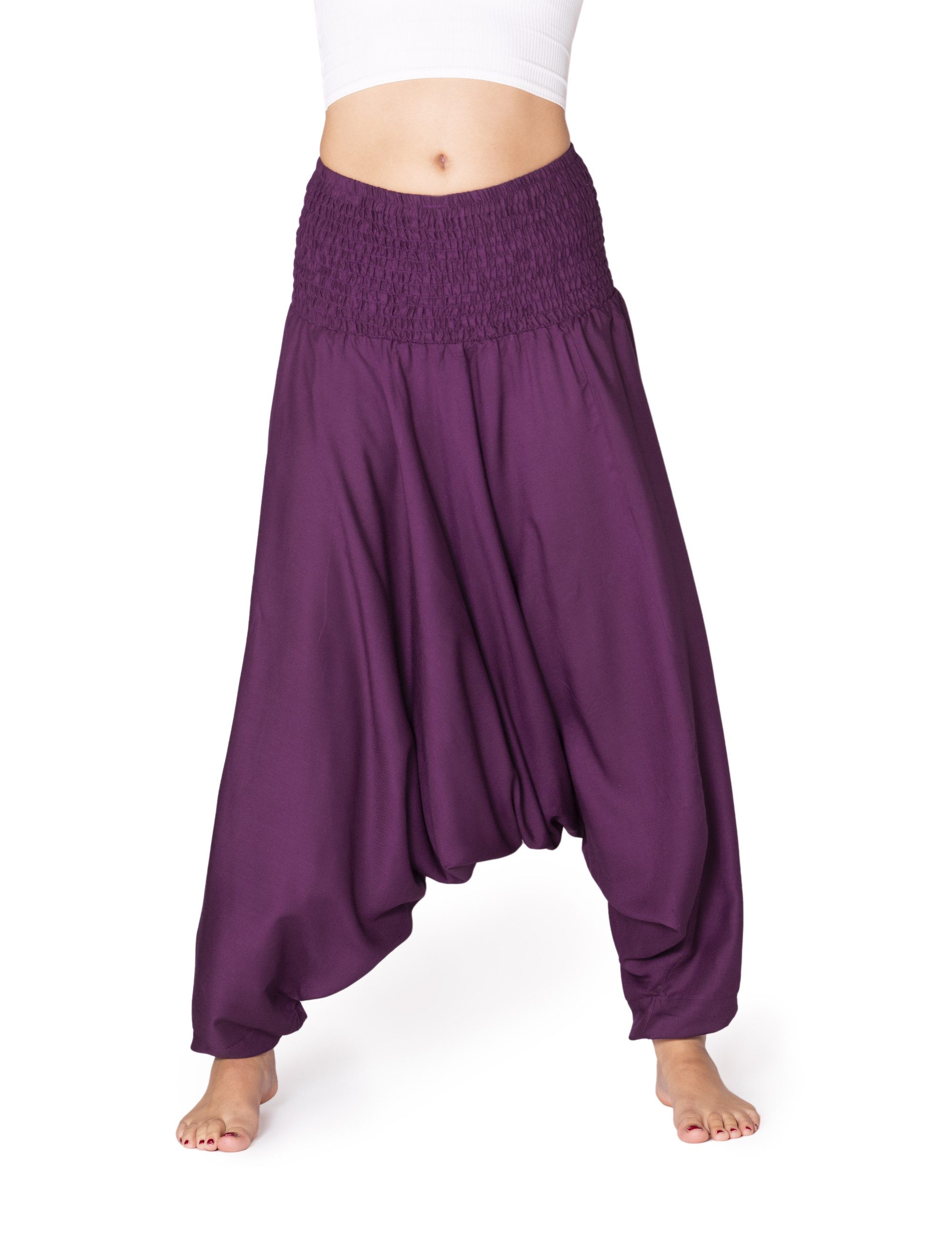 PANASIAM Pumphose Aladinhose einfarbig Haremshose aus 100% natürlicher Viskose Pumphose für Damen bequeme Freizeithose Pluderhose