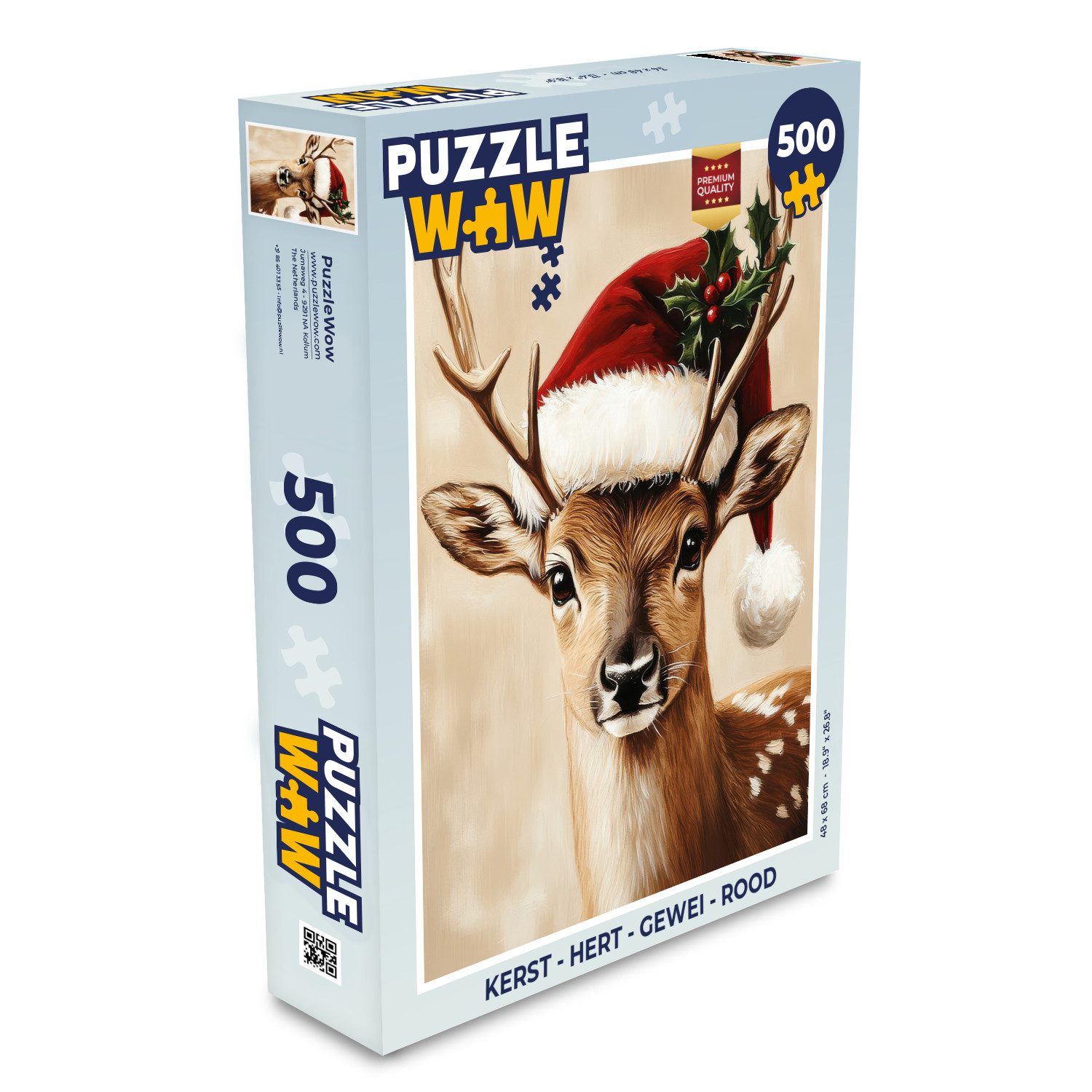 MuchoWow Puzzle Weihnachten - Hirsch - Geweih - Rot, 500 Puzzleteile, Foto-Puzzle, Bilderrätsel, Puzzlespiele, Spielzeug