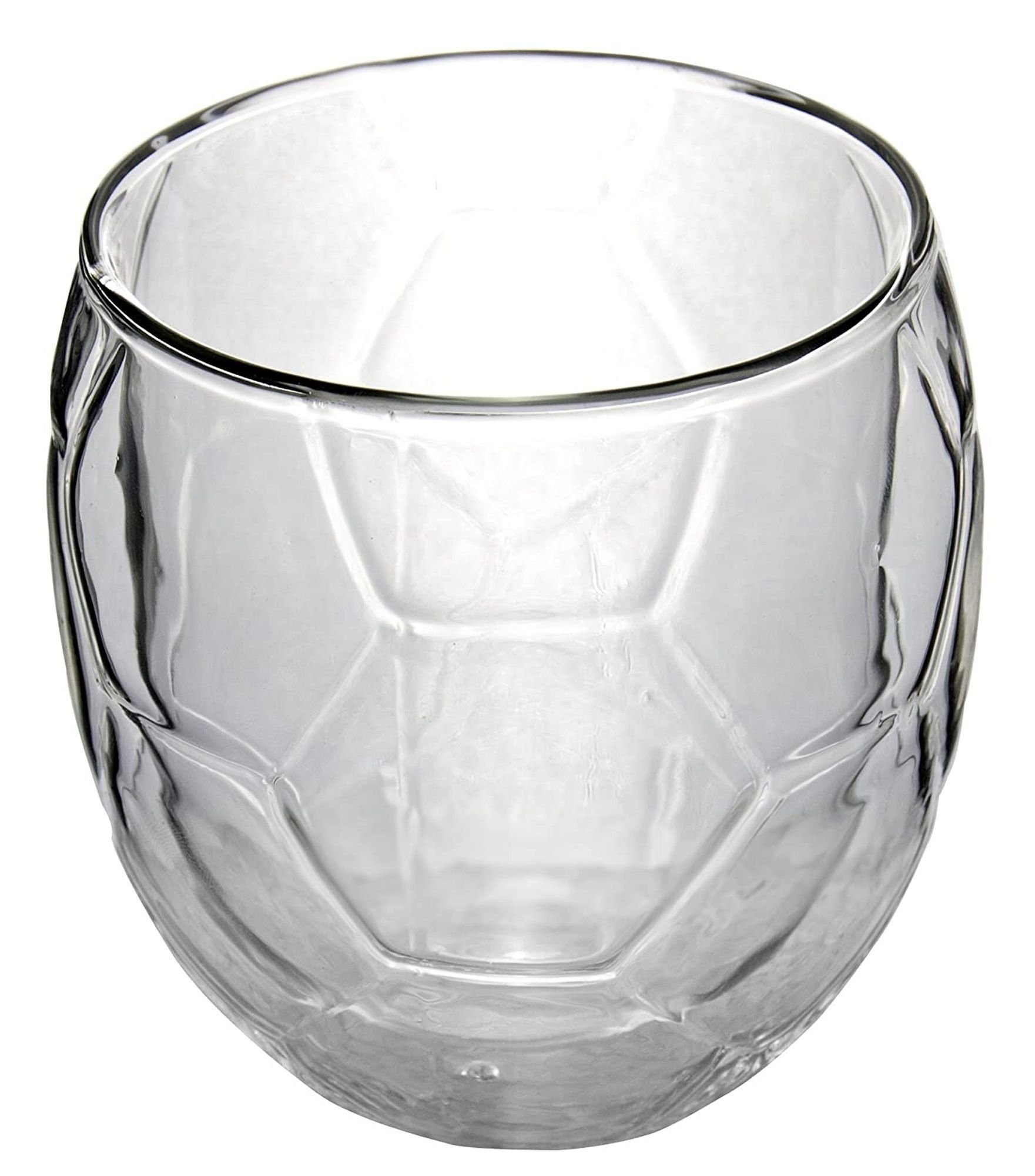 Feelino Thermoglas Trinkglas Wasserglas Glas Fußball Thermoglas Doppelwandig, Glas