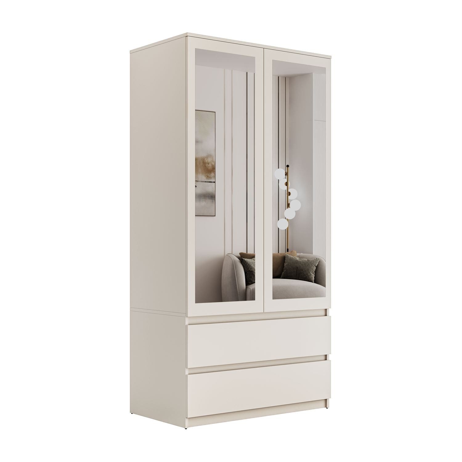 Lookway Kleiderschrank HANA SS-90 mit 2 Türen und großem Spiegel günstig online kaufen