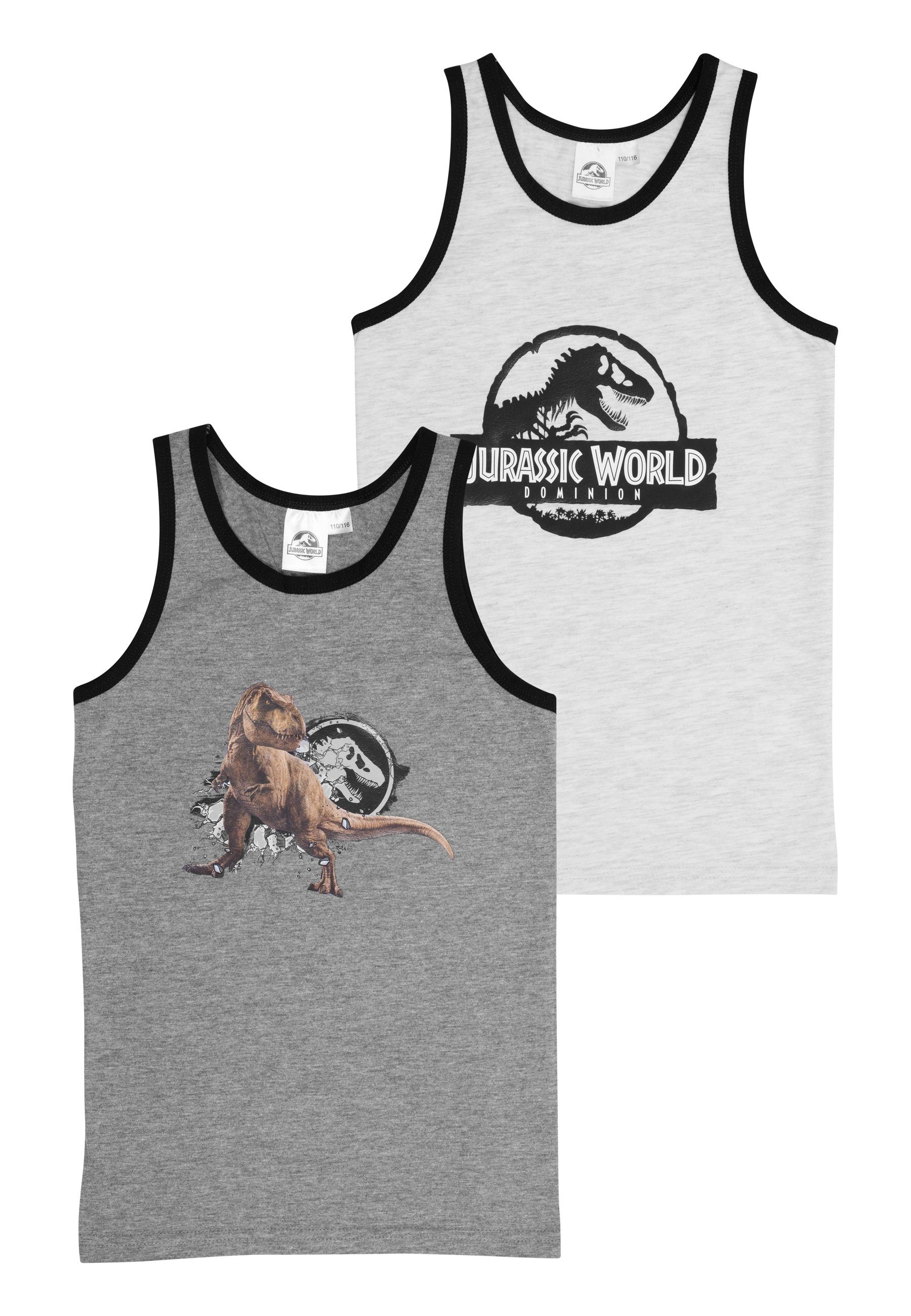 United Labels® Unterhemd Jurassic World Unterhemd für Jungen Tank Top Hemdchen Grau 2er Pack