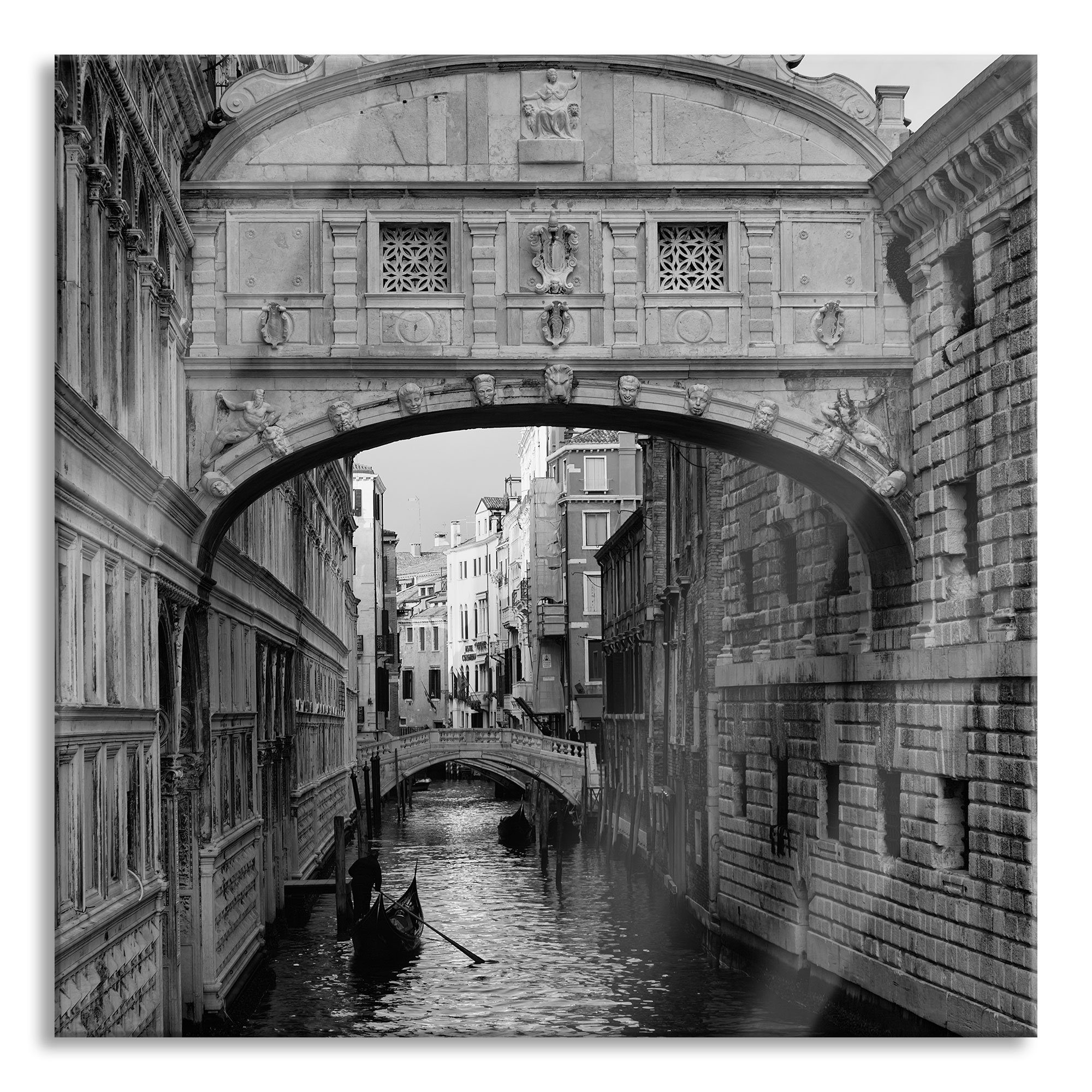 Venedig Aufhängungen St), Pixxprint inkl. in in Glasbild Abstandshalter Glasbild Kanal und Romantischer Kanal aus Echtglas, (1 Romantischer Venedig,