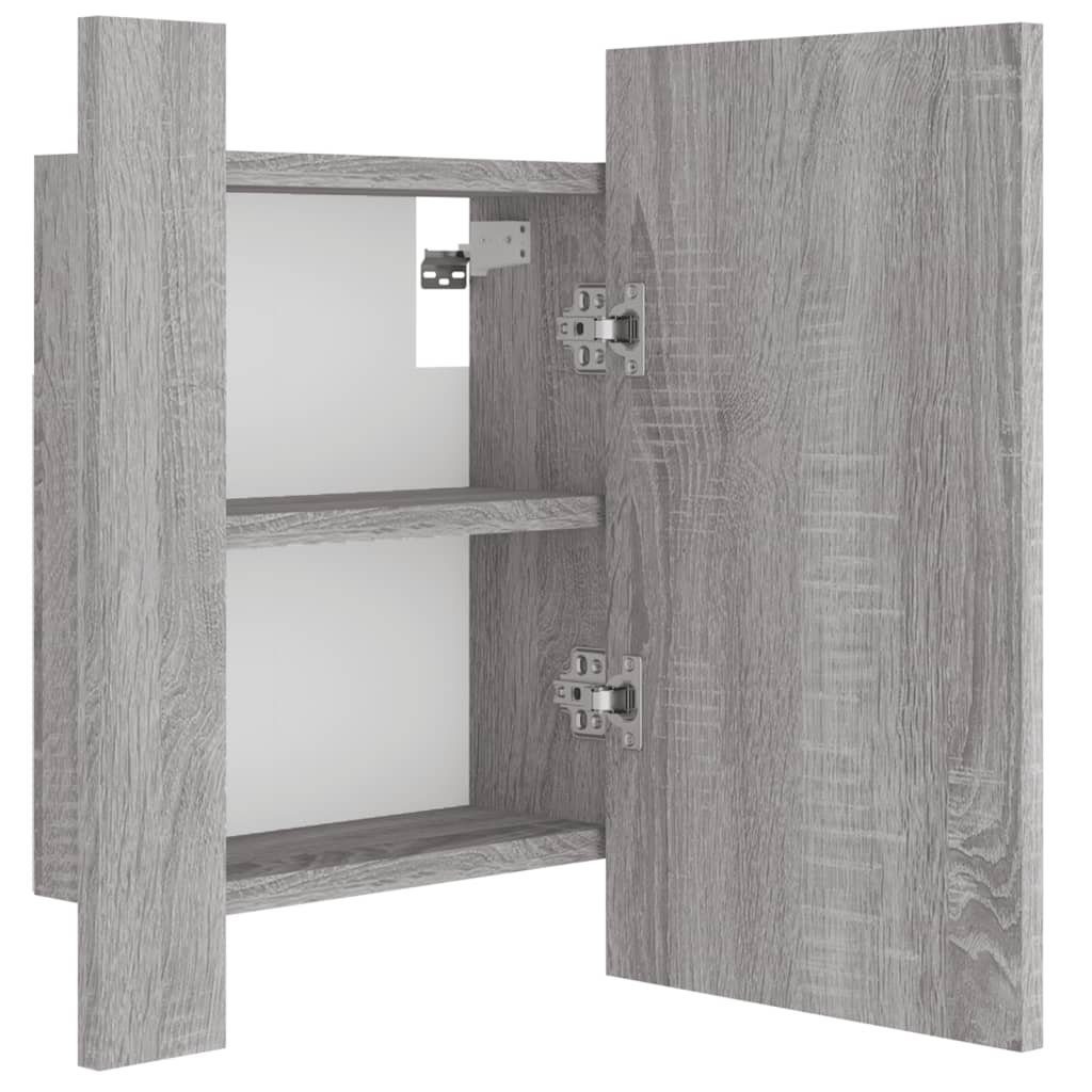 vidaXL Badezimmerspiegelschrank (1-St) Sonoma Holzwerkstoff LED-Spiegelschrank 40x12x45 Grau cm