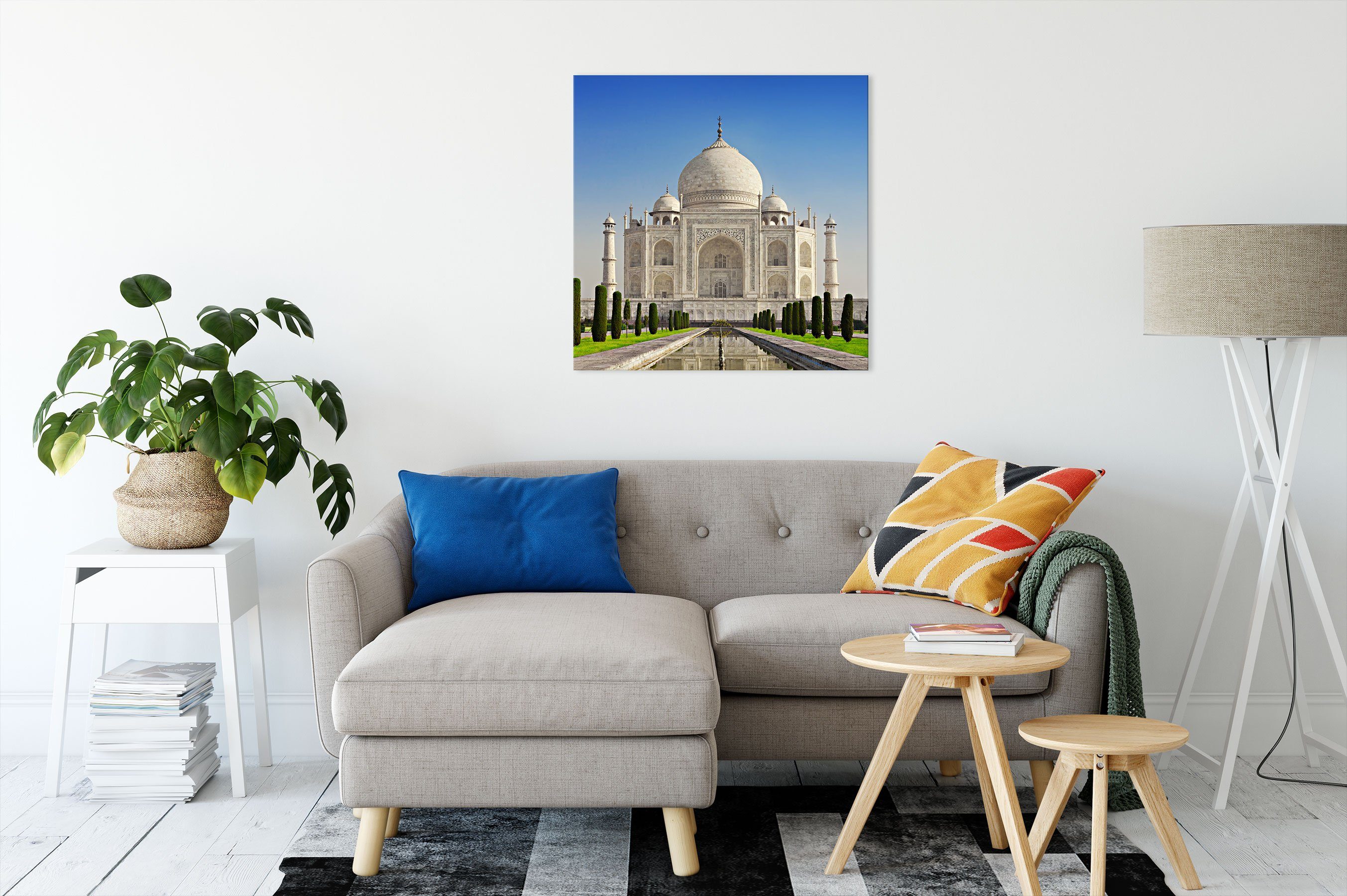 St), Taj Pixxprint Mahal Leinwandbild bespannt, inkl. Leinwandbild Gewaltiger Gewaltiger Zackenaufhänger fertig Mahal, (1 Taj