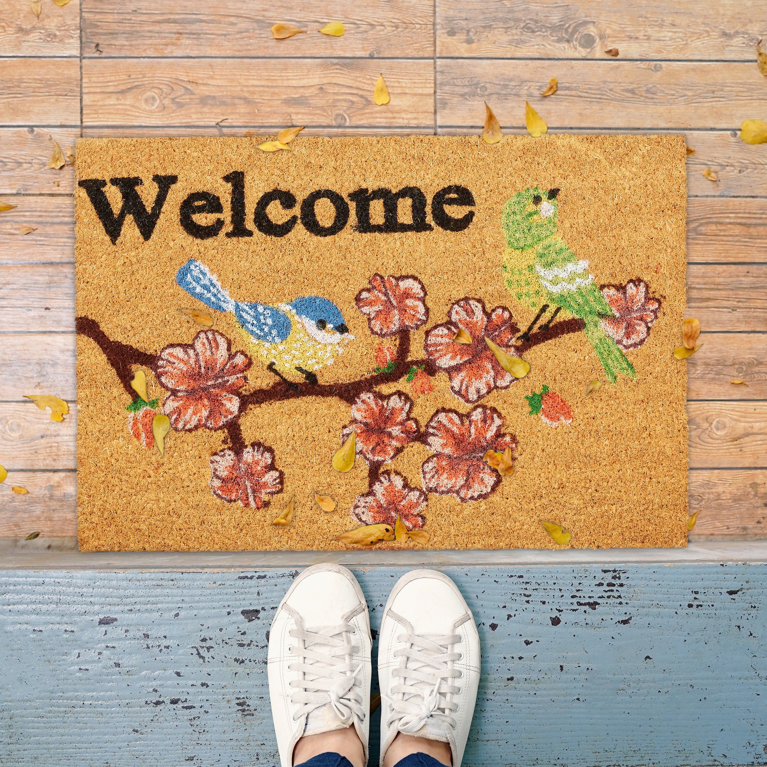 relaxdays Fußmatte Kokos Welcome Vogel, Höhe: 15 mm günstig online kaufen