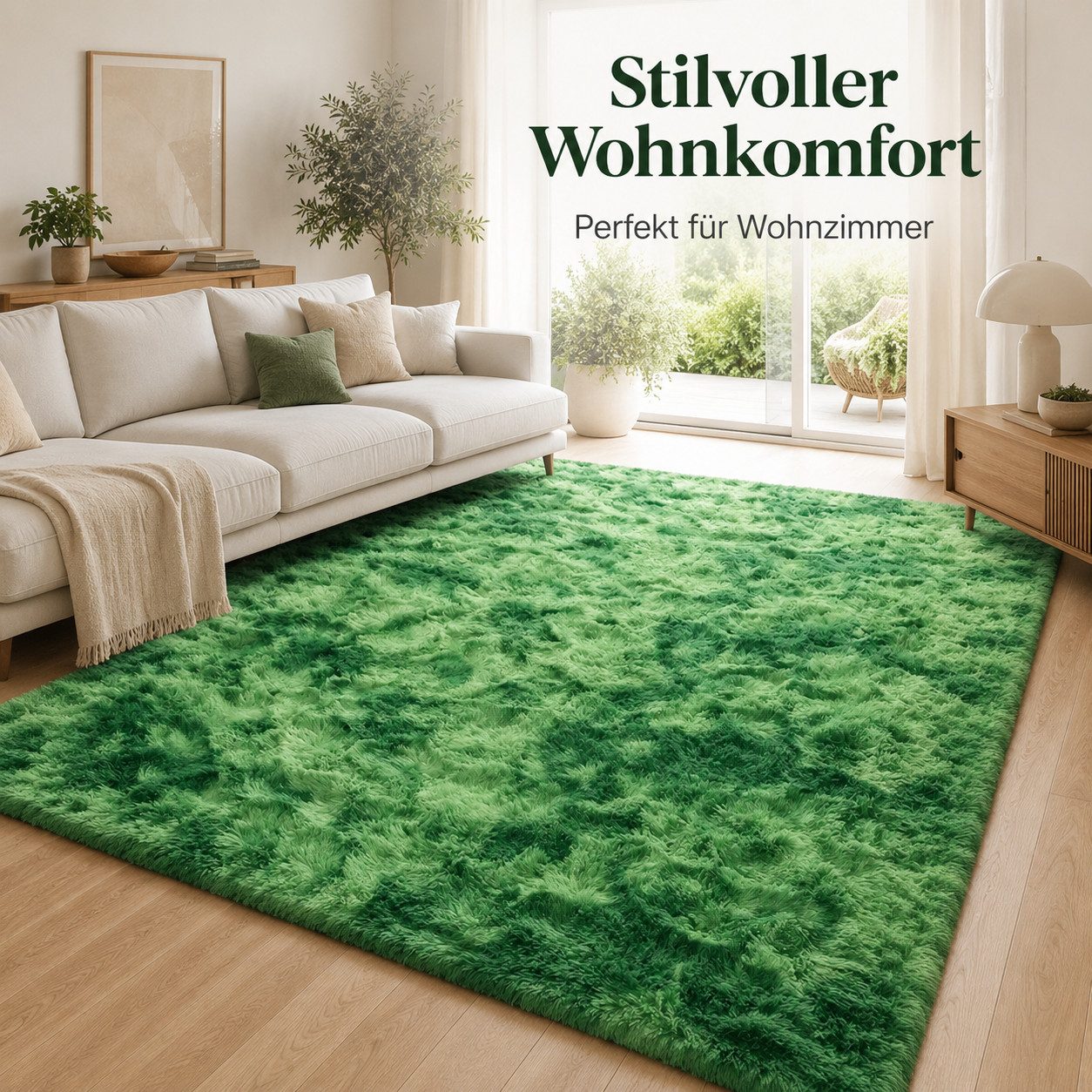 Lochas Hochflor-Teppich Hochflor Teppich Shaggy Tie-Dye Design weich flauschig Wohnzimmer