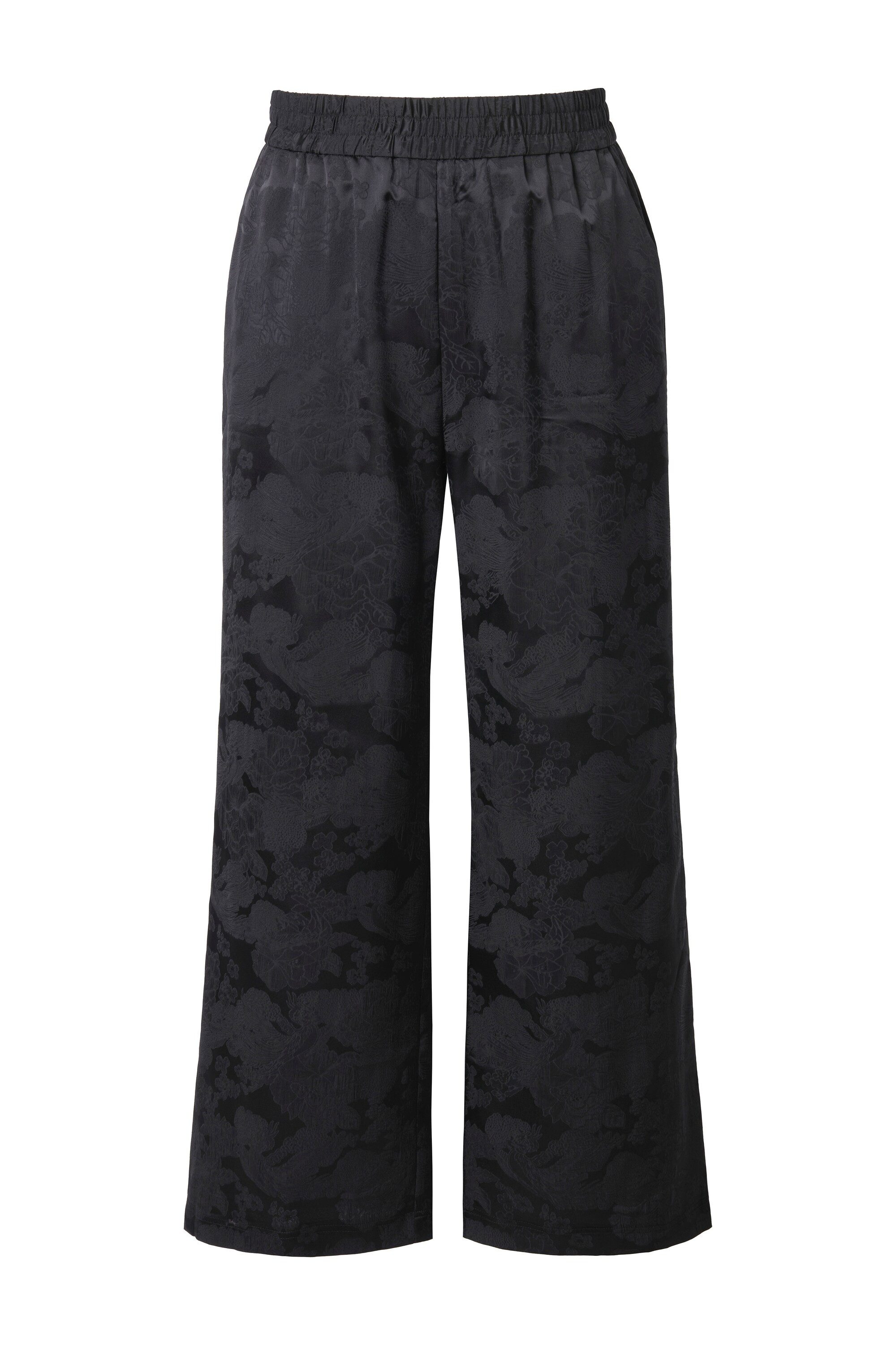 Studio Untold Schlupfhose Hose Wide Legs floraler Jacquard-Krepp Elastikbund