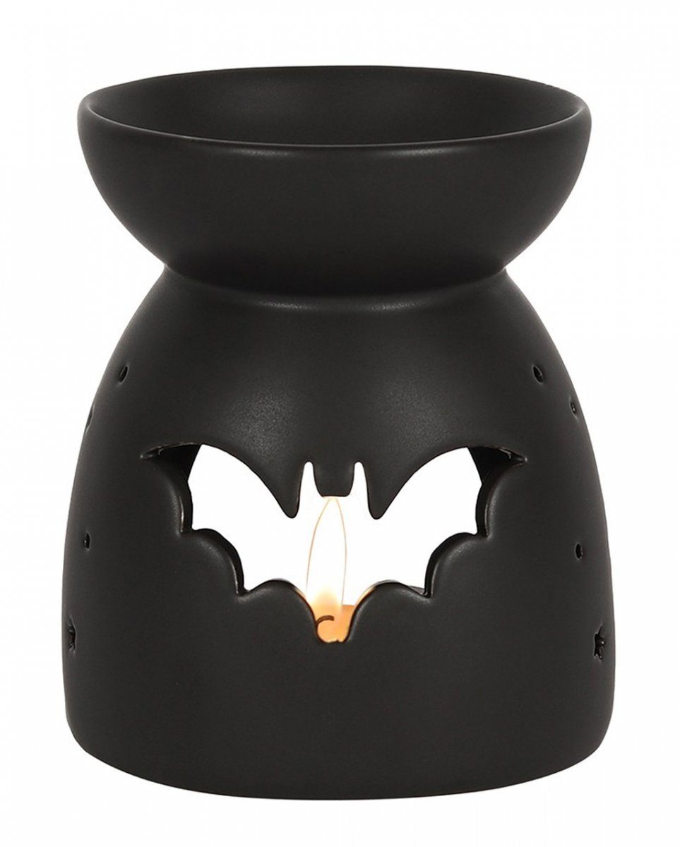 Horror-Shop Kerzenständer Schwarzer Teelicht Duftlampe mit Fledermaus Motiv