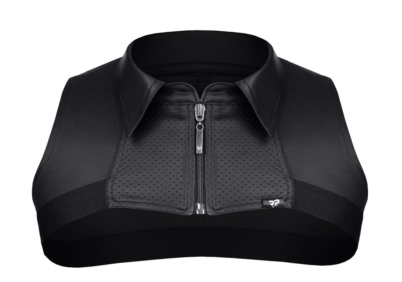 T-Shirt Extra kurzes Herren Shirt schwarz Mini wetlook Crop Top im Military-St