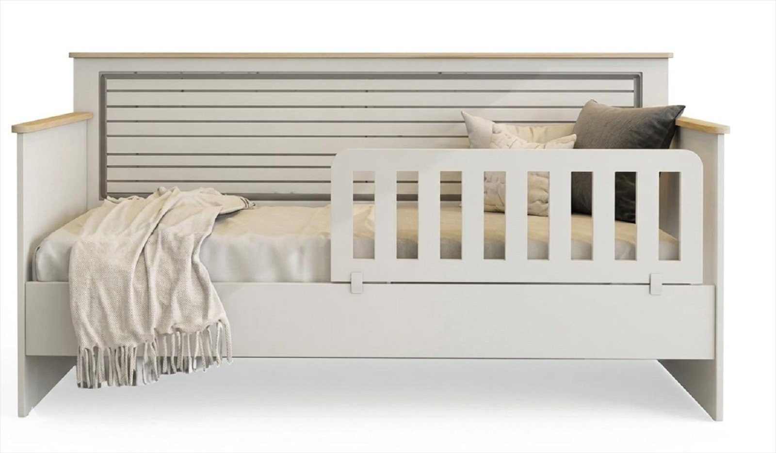 Xlmoebel Kinderbett Kinderbett Jugendbett Beige Holz Rausfallschutz Modern Einzelbett (1-tlg., 1-tlg)