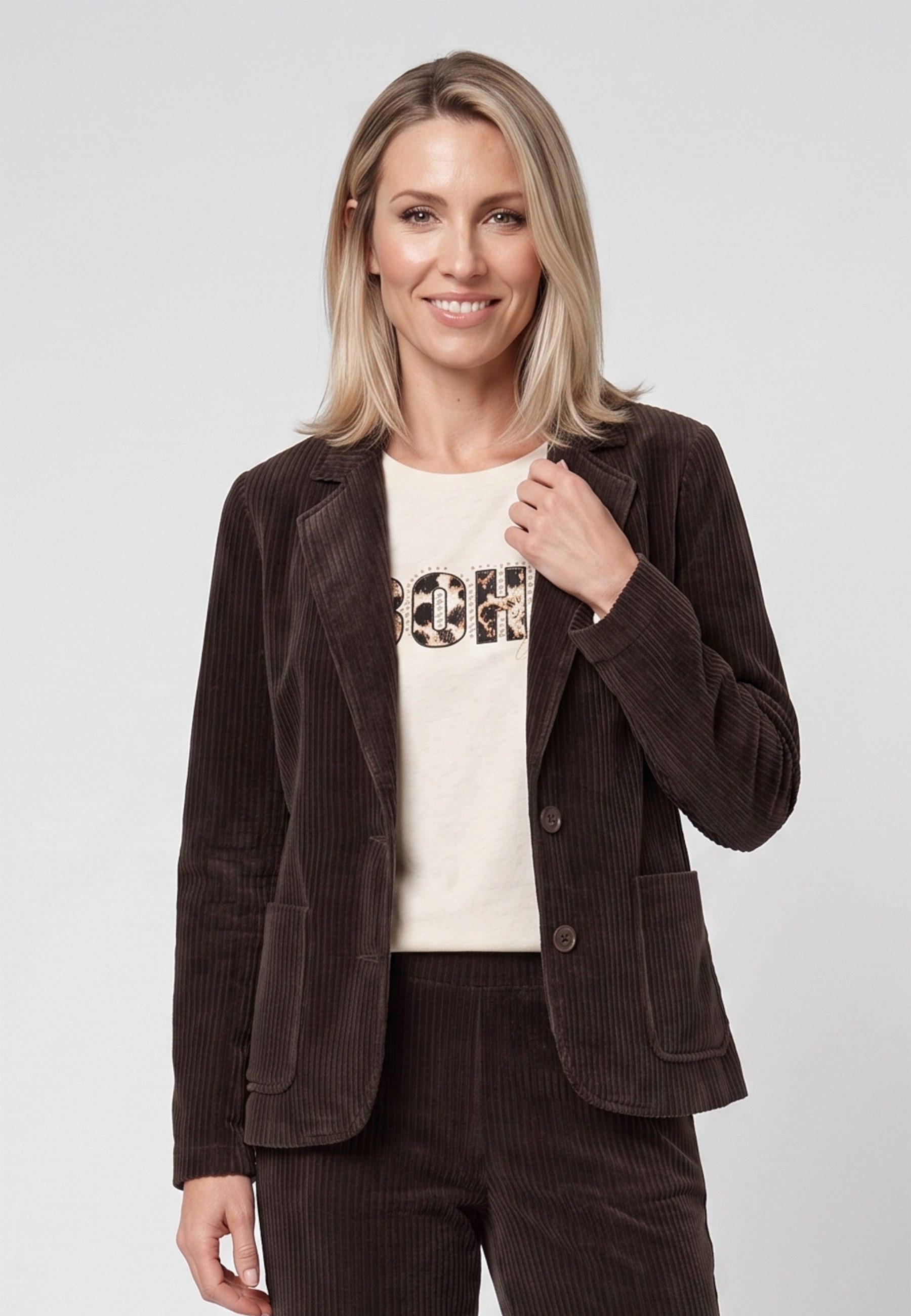 Olsen Kurzblazer in Cord-Qualität mit Reverskragen