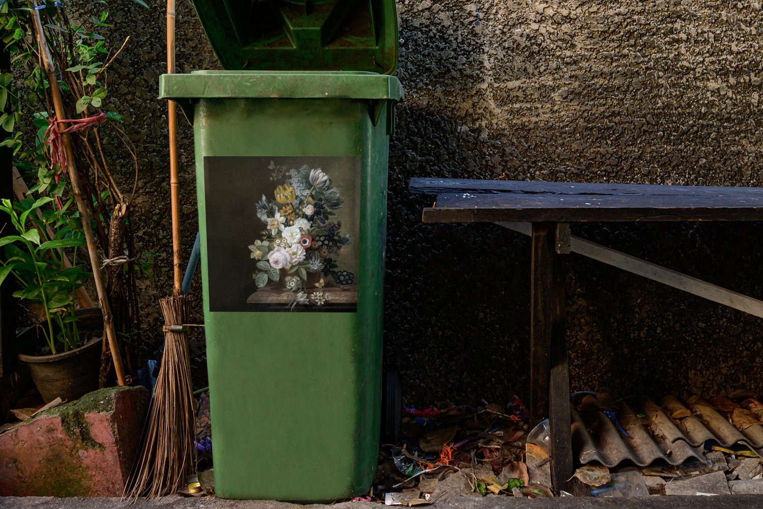 - Mülltonne, Meister Eelke St), Container, - Sticker, Jelles Mülleimer-aufkleber, Eelkema (1 Blumen Abfalbehälter Alte MuchoWow Wandsticker
