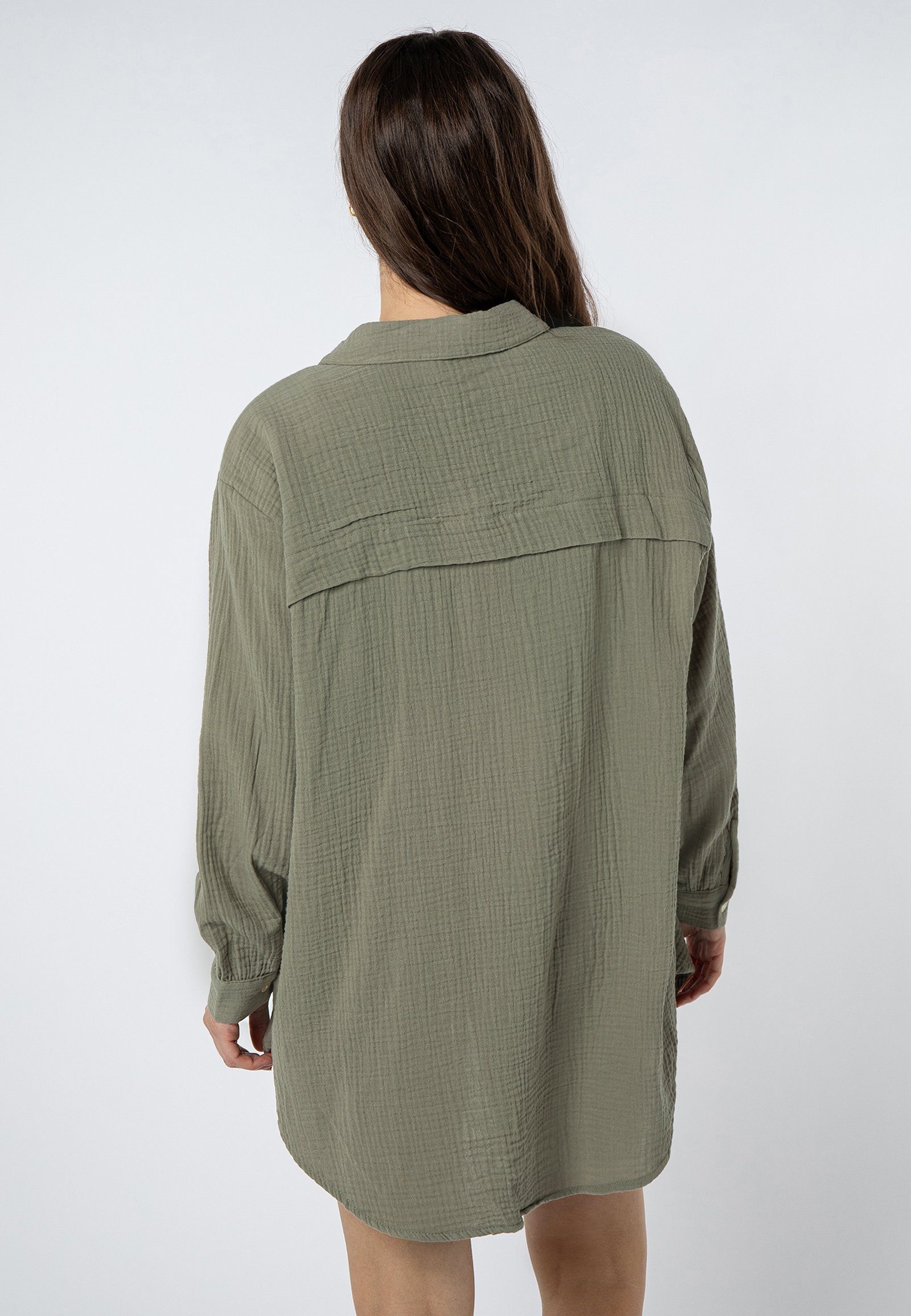 SUBLEVEL Langarmbluse Damen Musselinbluse langarm mit Kentkragen Oversizebl günstig online kaufen