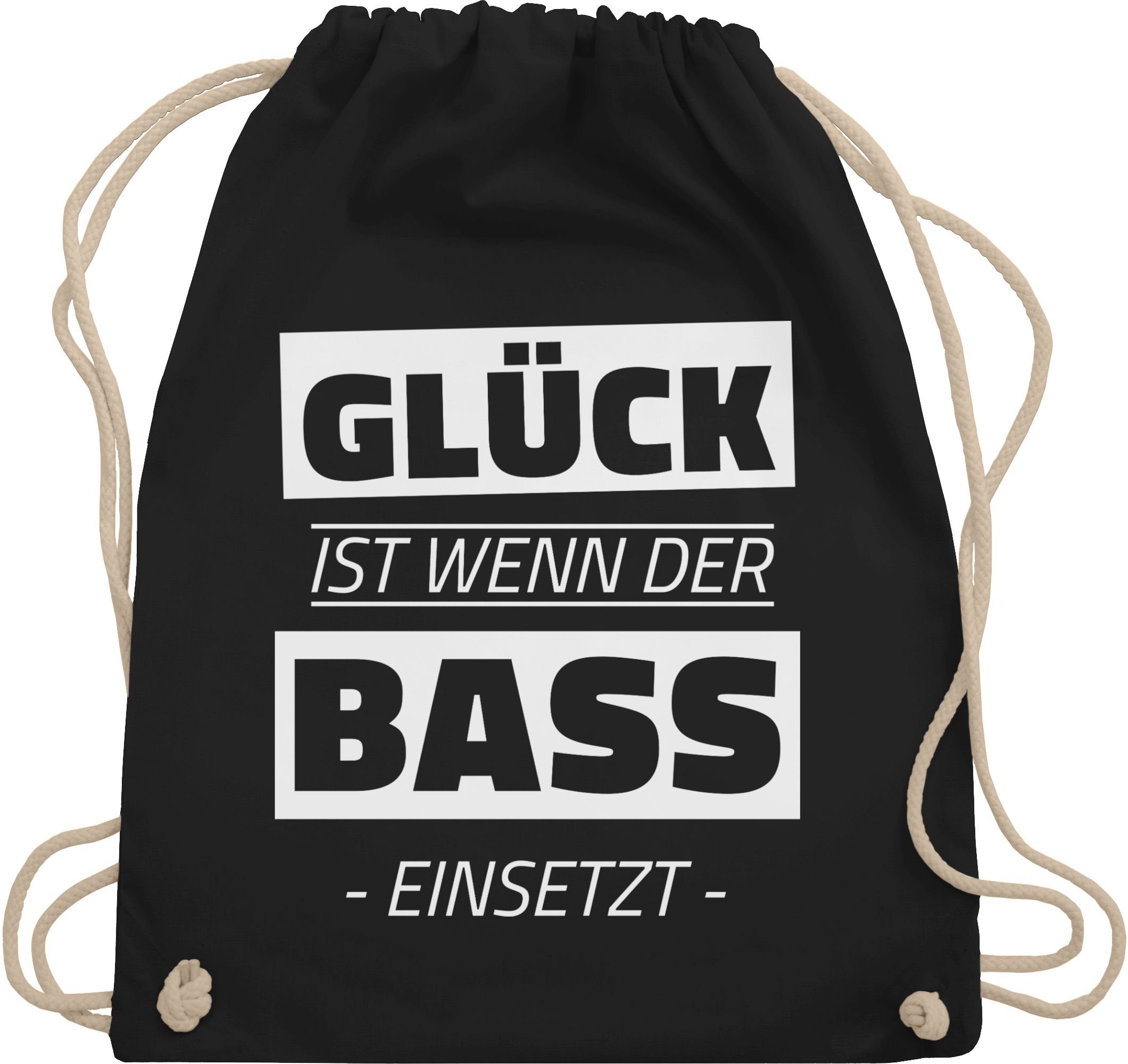 Shirtracer Turnbeutel Glück ist wenn der Bass einsetzt, Stoffbeutel Festival Outfit