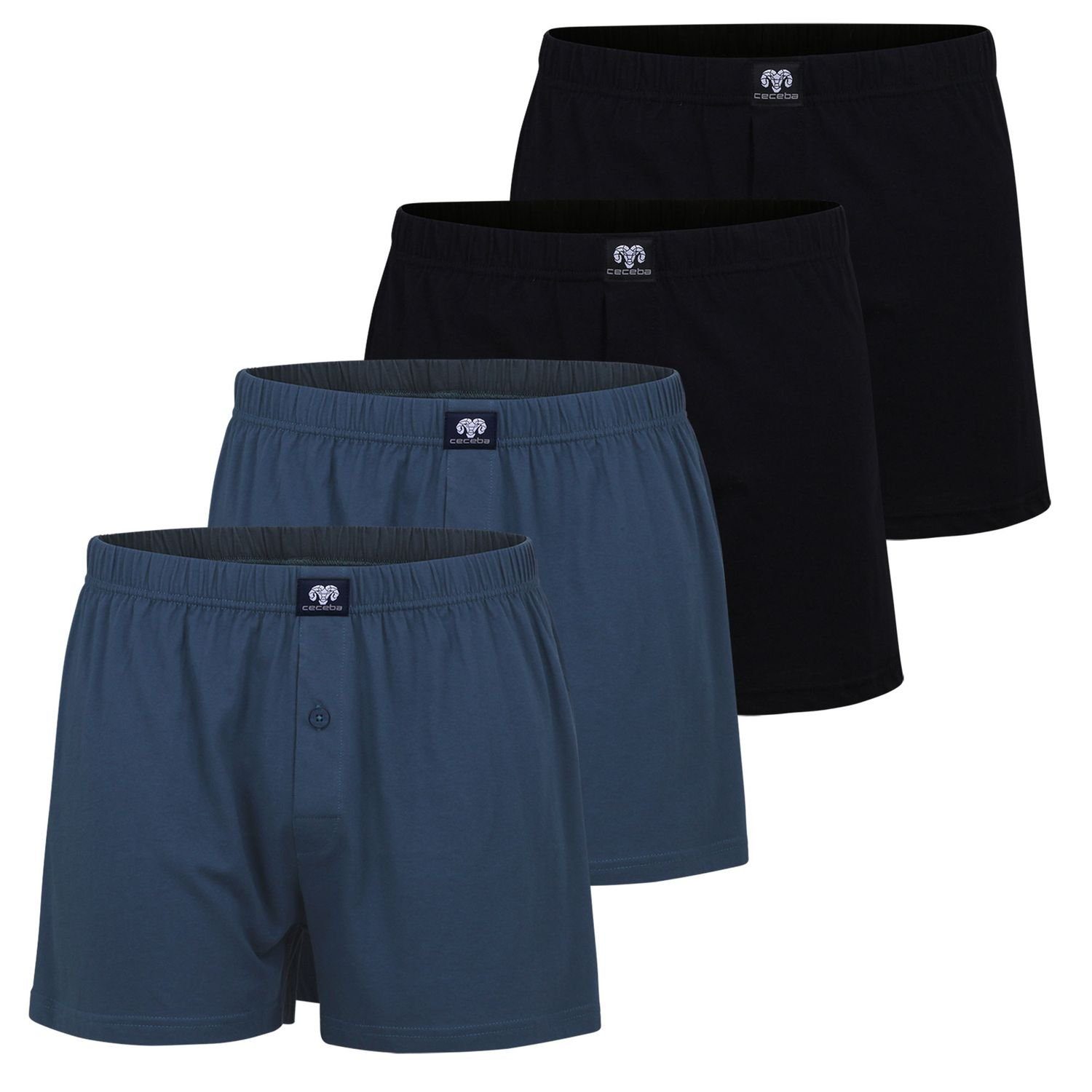 Herren 4er Boxershorts Pack im Eingriff x 2 CECEBA CECEBA x Boxershorts (4-St) blau schwarz weite mit 2