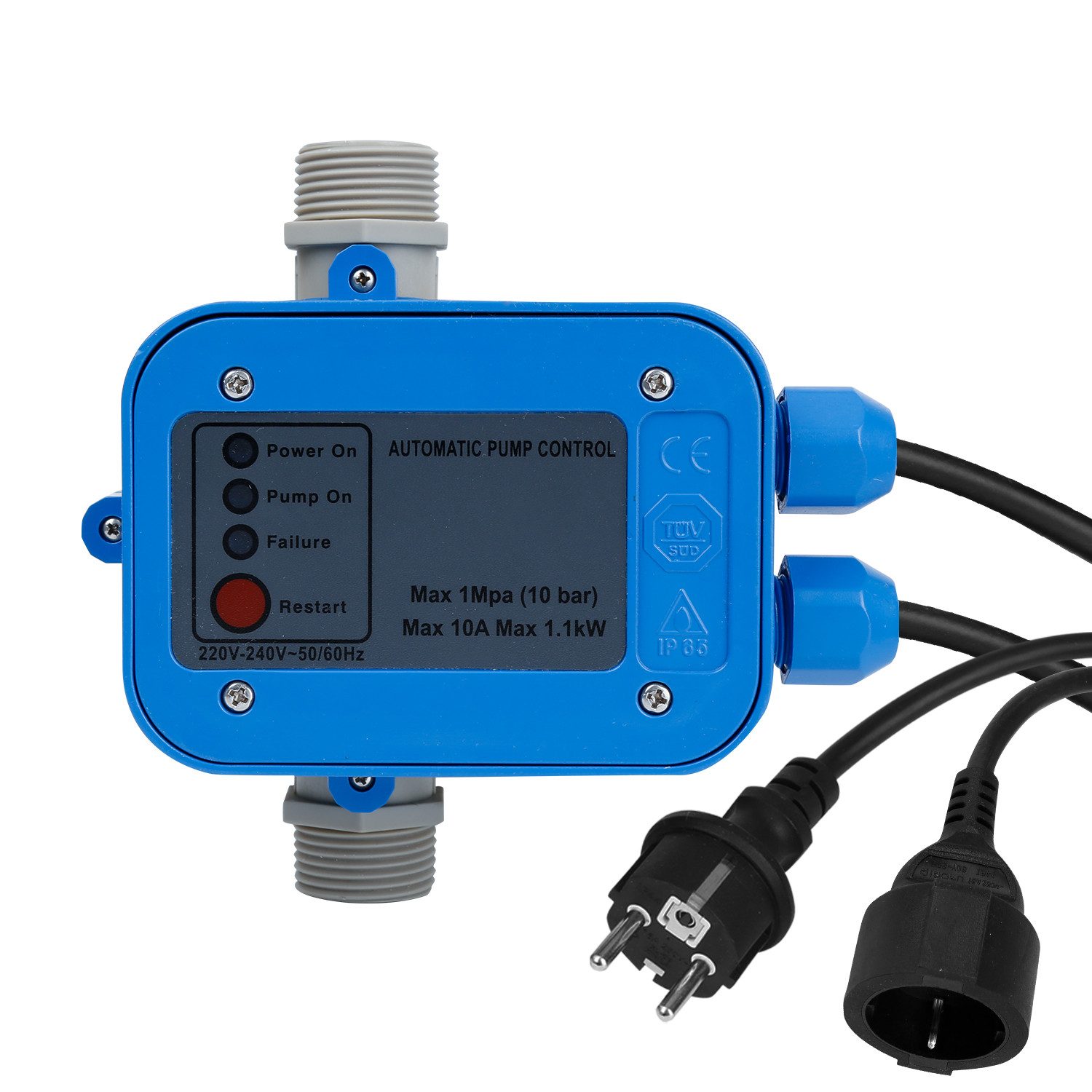 Clanmacy Wasserpumpe Pumpensteuerung Druckschalter mit Kabel Automatik Hauswasserwerk, 4800L/Min