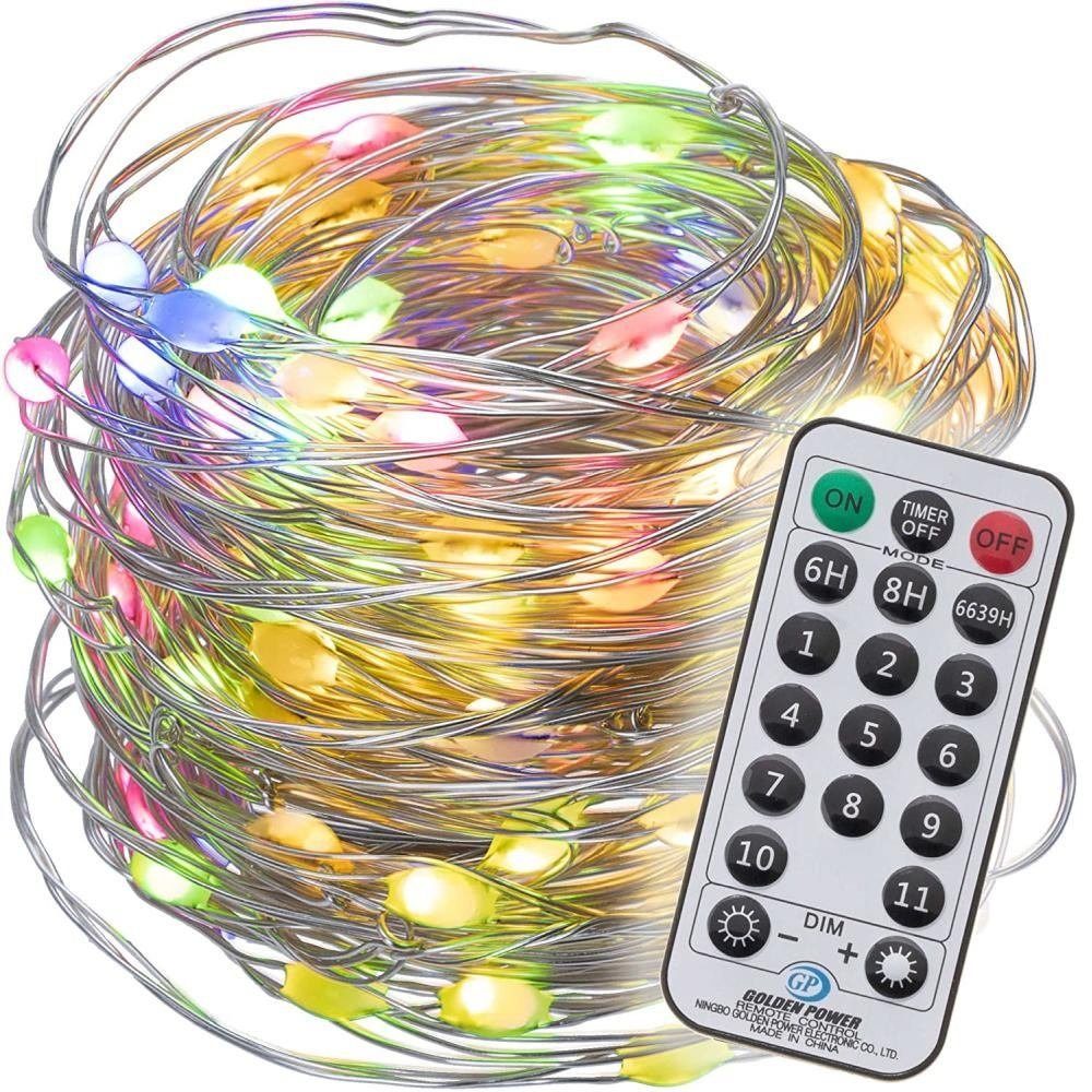 LED-Lichterkette BA11009 LED Silberdraht Lichterkette bunt/warmweiß
