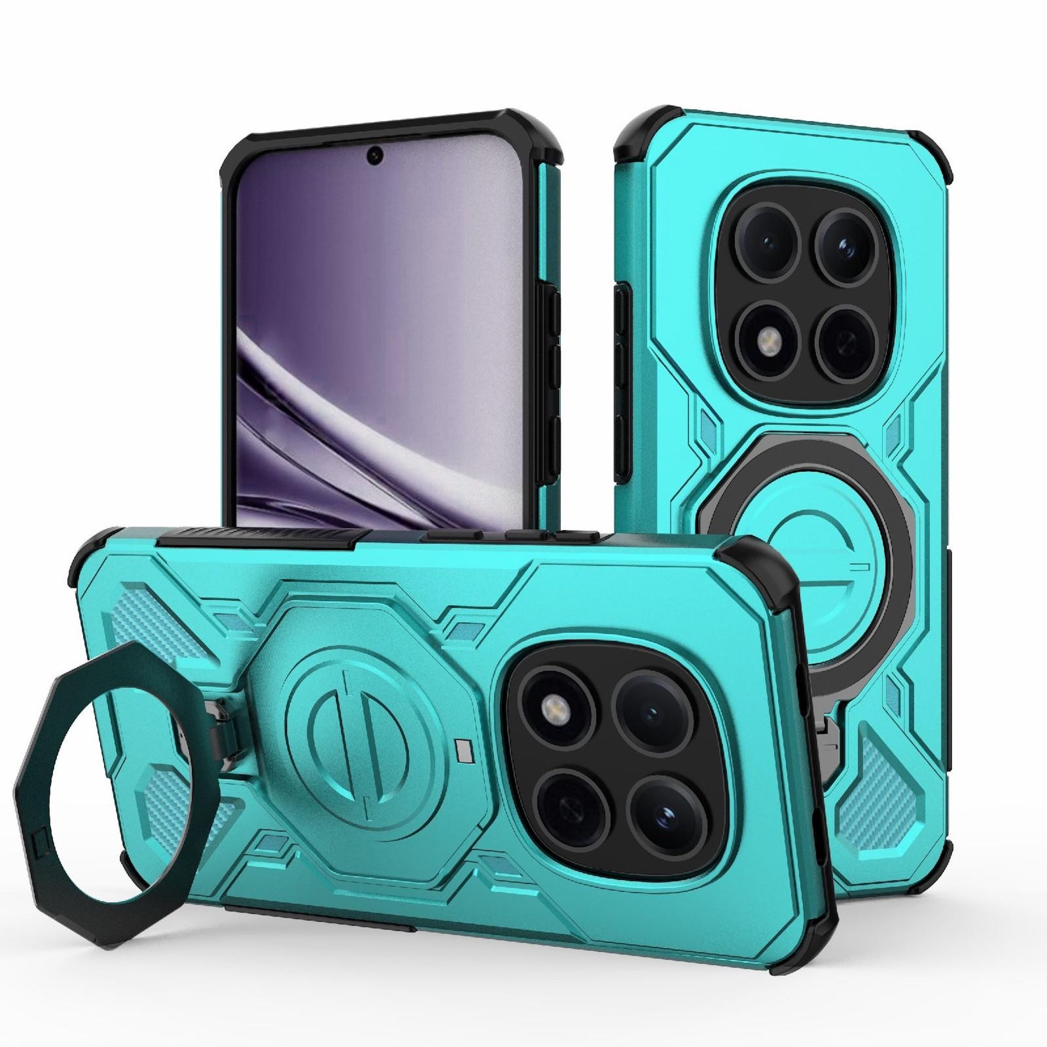 Wigento Handyhülle Für Xiaomi Redmi Note 15 Pro 5G Solid Color Magnet TPU Hülle Hellblau, MagSafe-kompatibel, 360° Ringhalter, stoßfest, Anti-Fingerprint