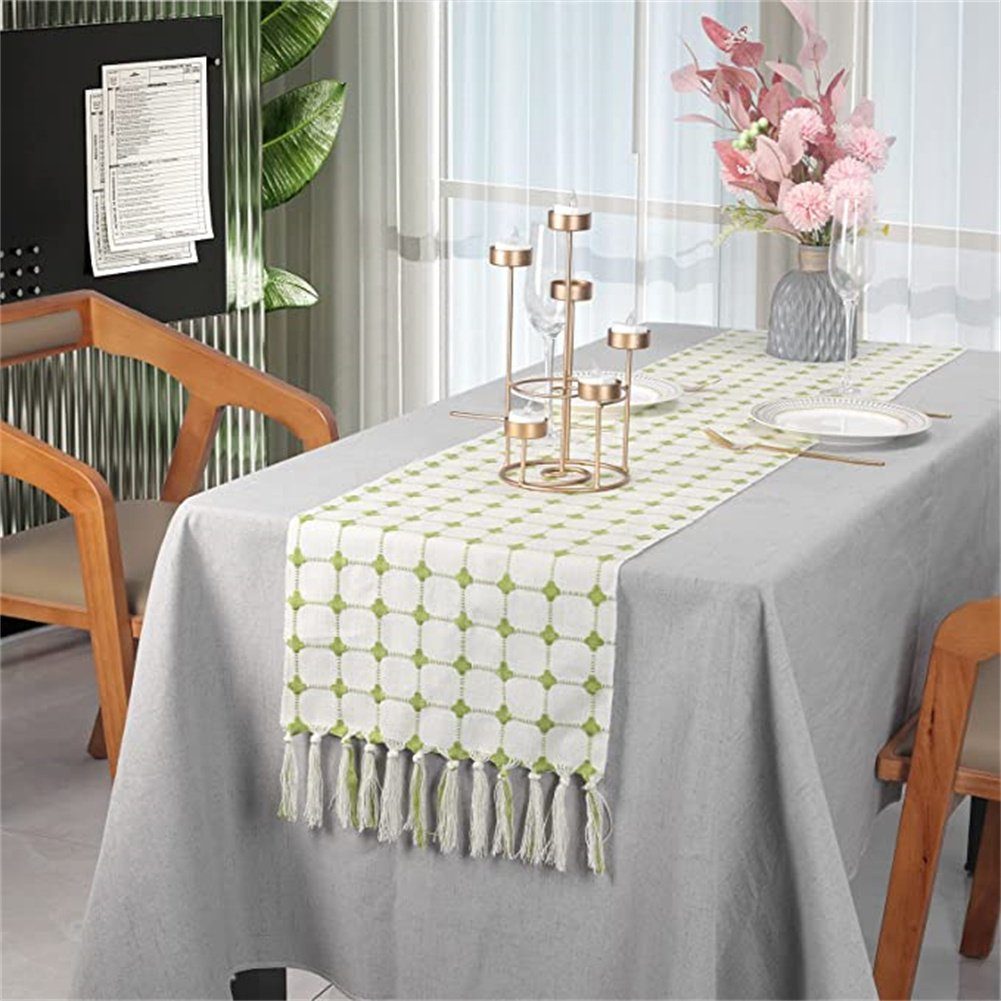 Esstisch Tischläufer Tischdeko Dekoration Waschbar Küche Tischband Tischläufer, Grün HAMÖWO