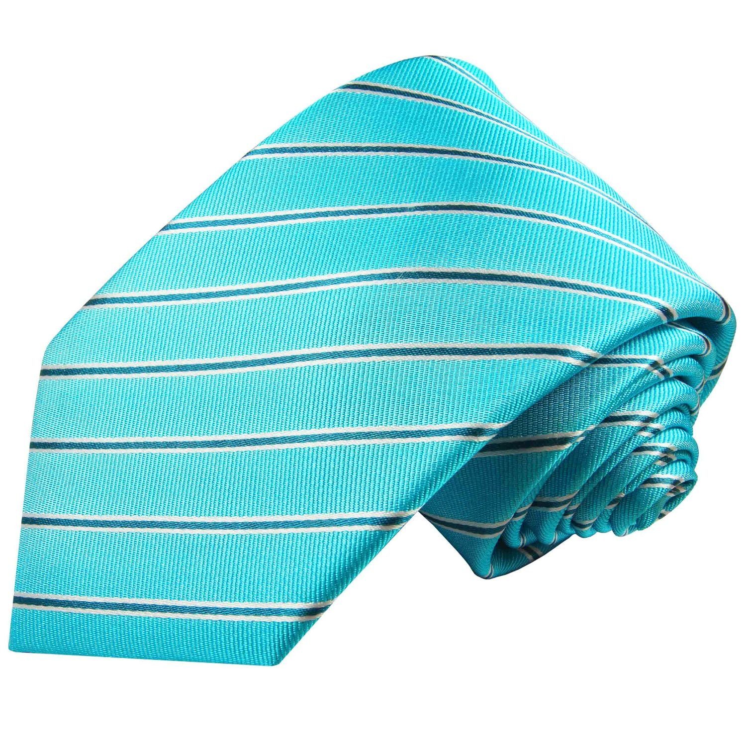 Seide gestreift Schmal Herren 100% türkis Paul modern Schlips (6cm), 2099 Malone Seidenkrawatte Krawatte Designer