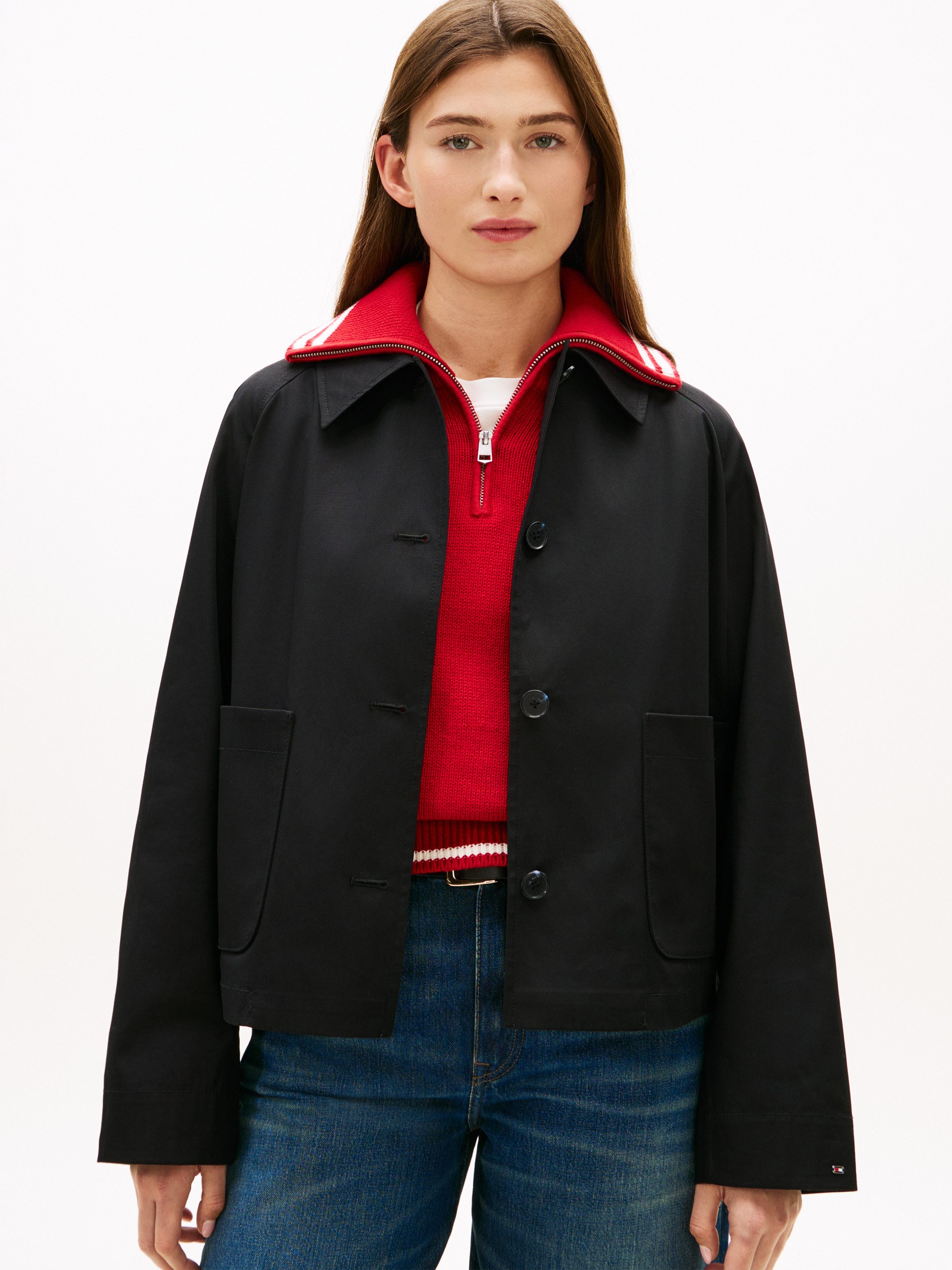 Tommy Hilfiger Kurzjacke COTTON SHORT JACKET mit aufgesetzten Taschen, Rela günstig online kaufen
