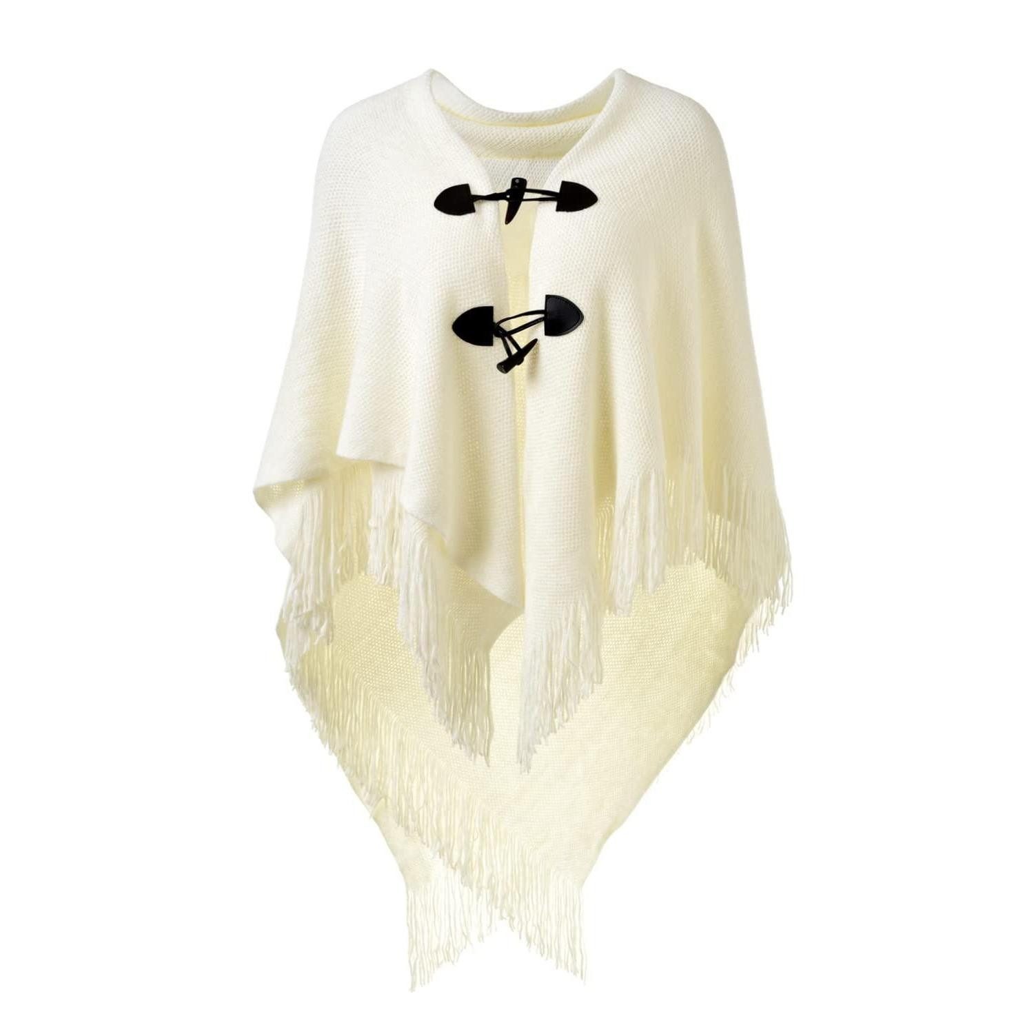 LuxusKollektion Poncho Damen Poncho Cape Schal weiß (1-St)