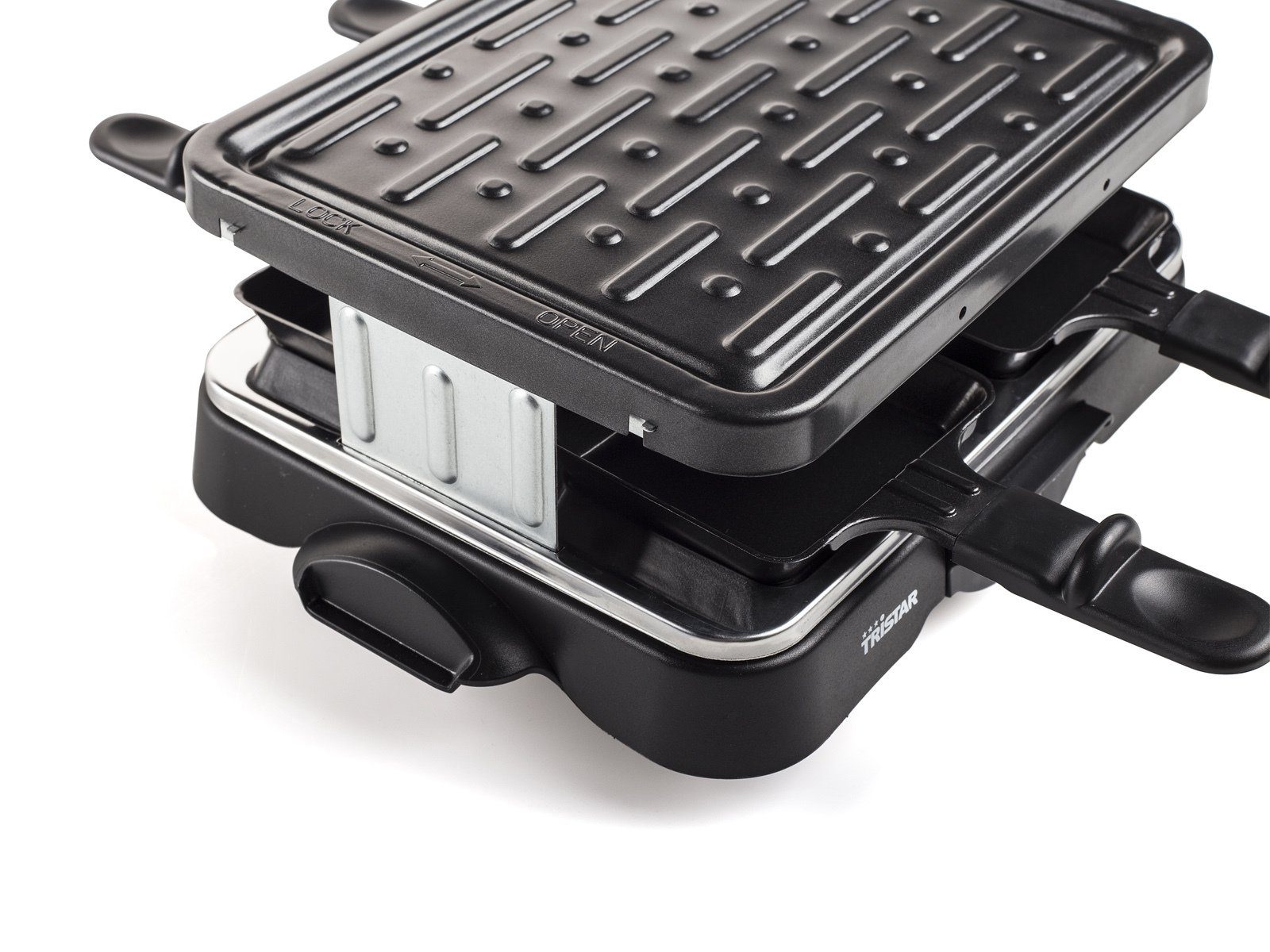 Tristar Raclette, 4 Raclettepfännchen, 500 W, Mini elektrischer Tischgrill eckig für 2-4 Personen, Raclet Gerät