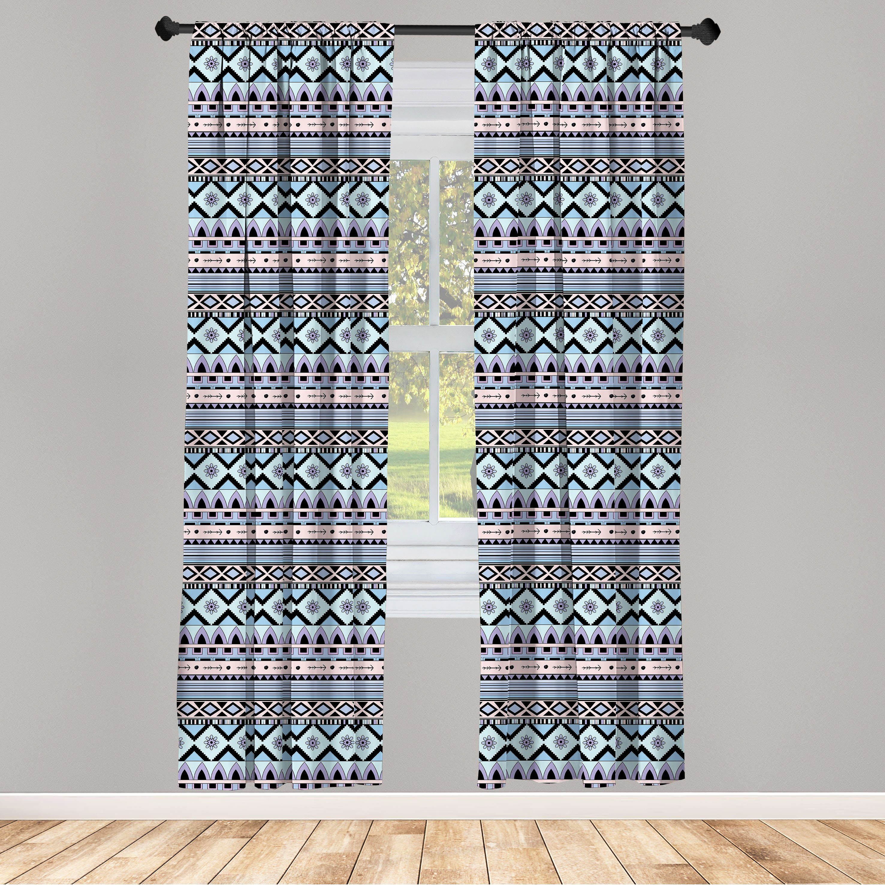 Gardine Vorhang für Boho Schlafzimmer Pastell Spass Wohnzimmer Dekor, Abakuhaus, Microfaser, Abstrakt Kreative
