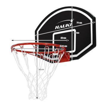 Hauki Basketballkorb Basketballkorb-Set Basketball-Backboard Basketballbrett Basketballring (3-St), Ring Ø41cm und Netz 71x45cm Schwarz Wandmontage wetterfest In/Outdoor